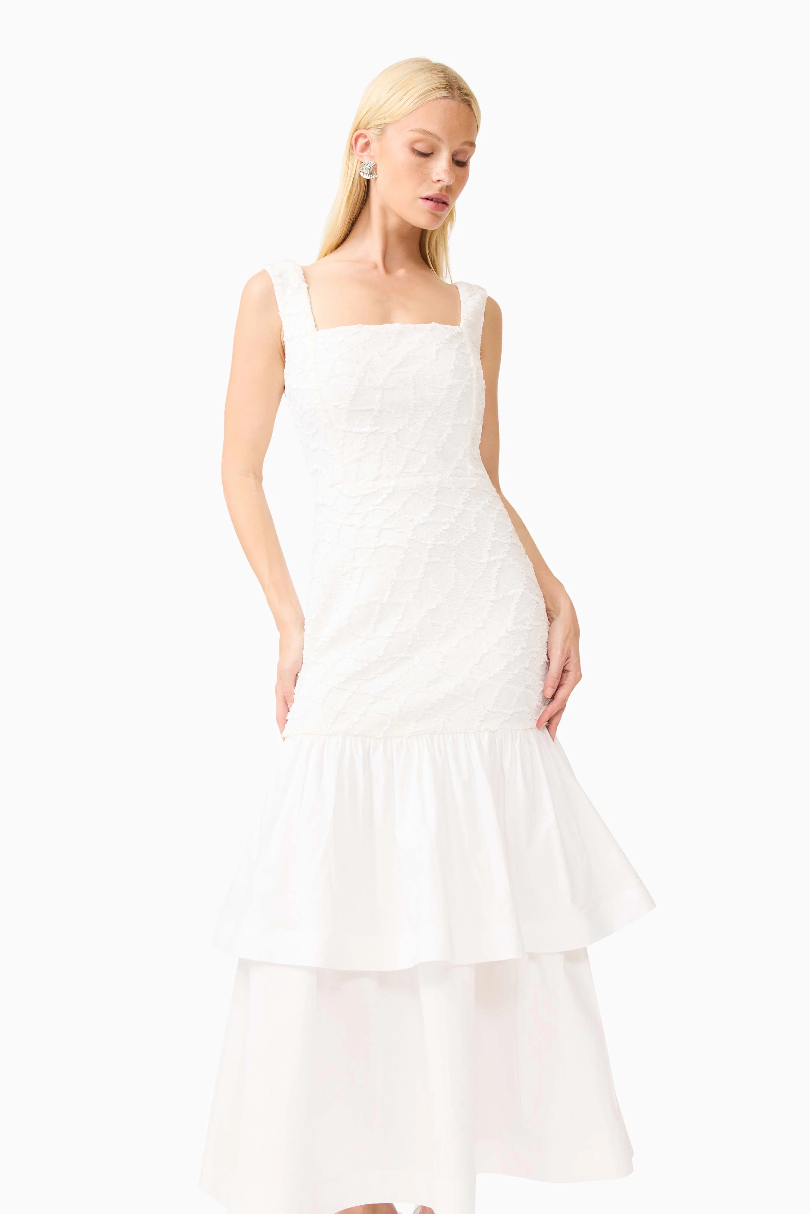 Alexandra Tiered Gown in White