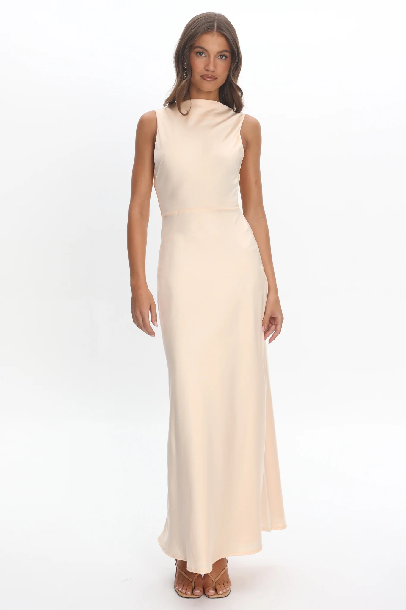 Effie Cowl Back Maxi Dress Cream - luluinthesky