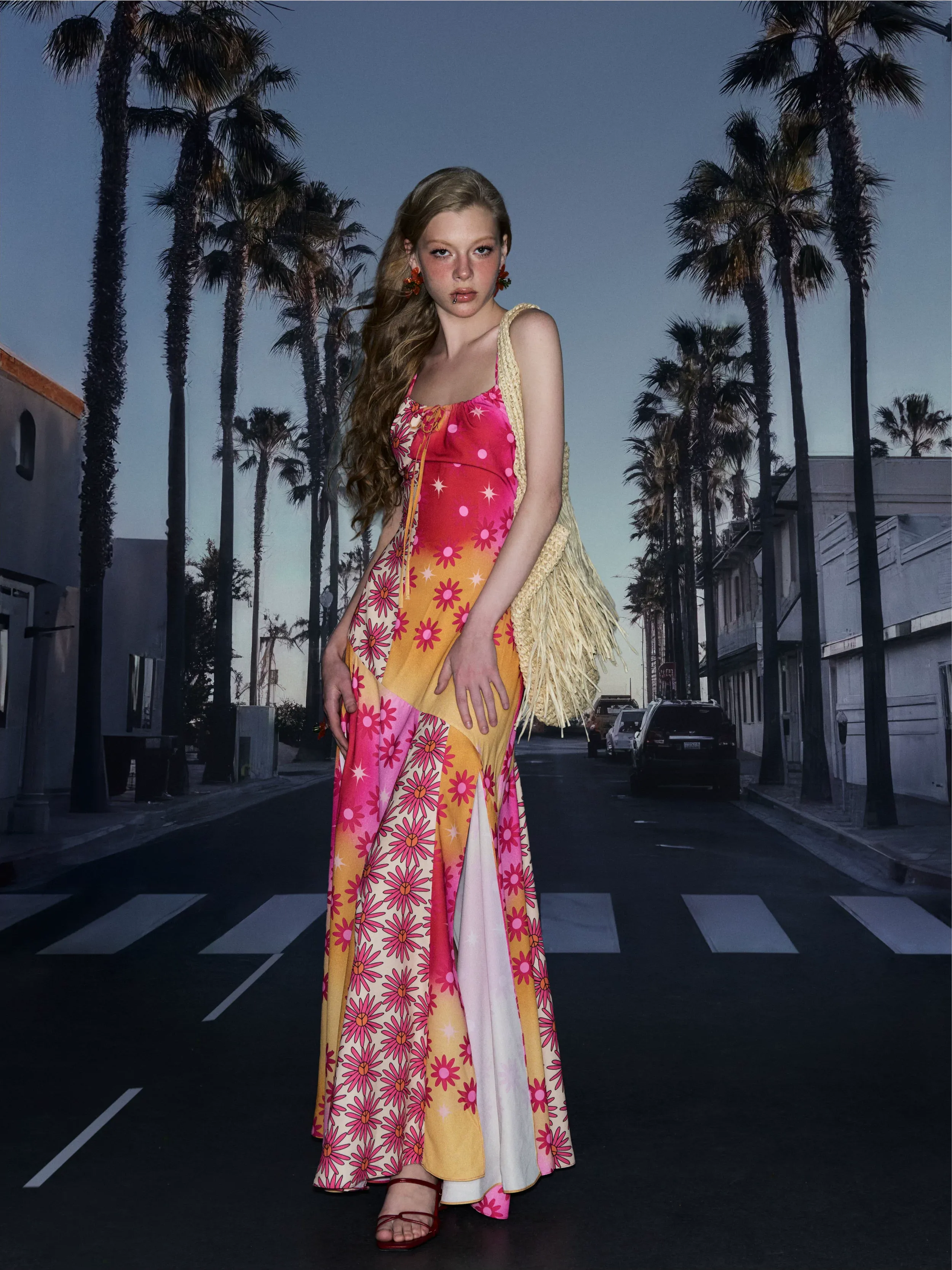 Printed Slit Maxi Dress