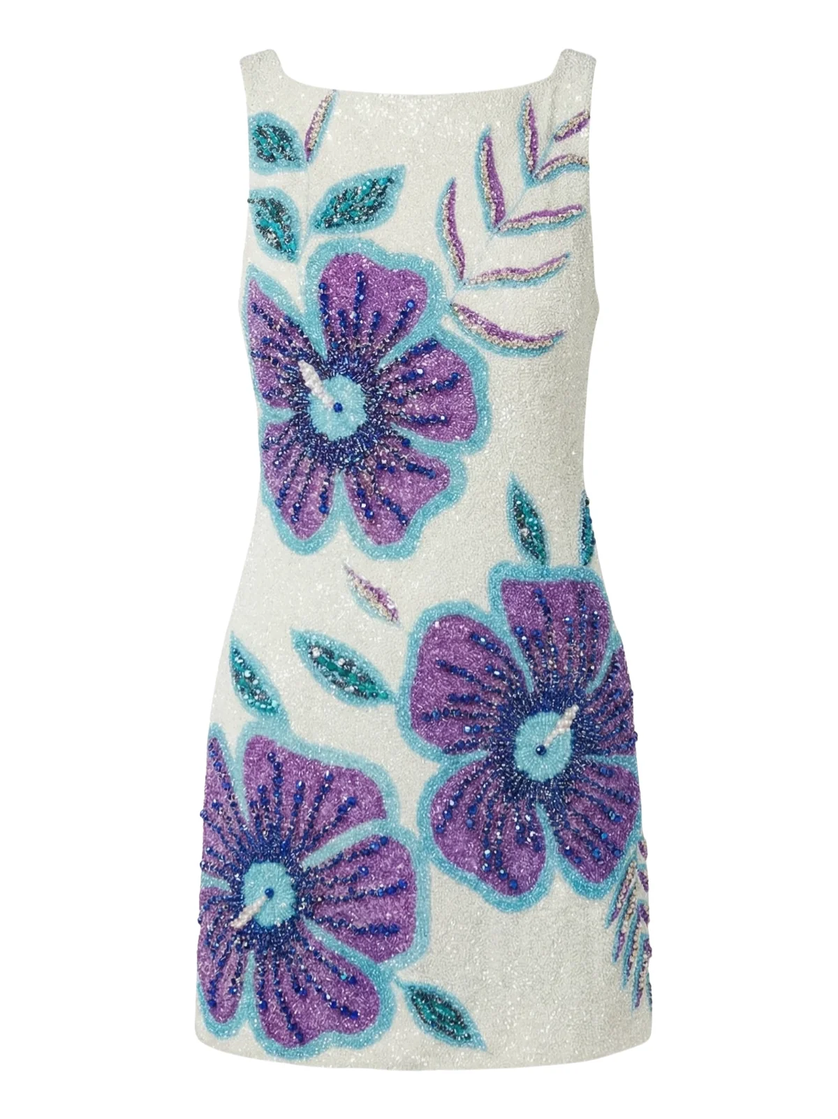 Royal Hibiscus White Mini Dress