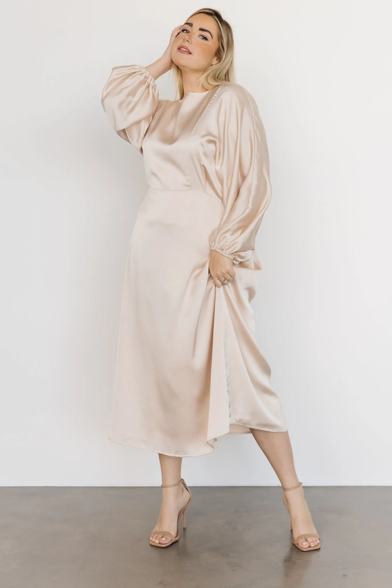 Balta Satin Midi Dress | Champagne - luluinthesky
