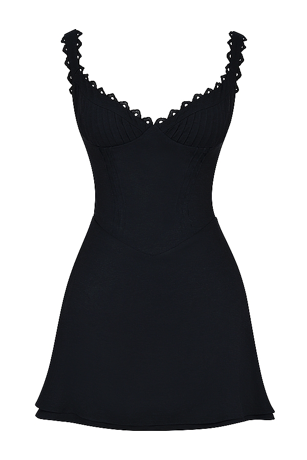 Black Pin Tuck Mini Dress