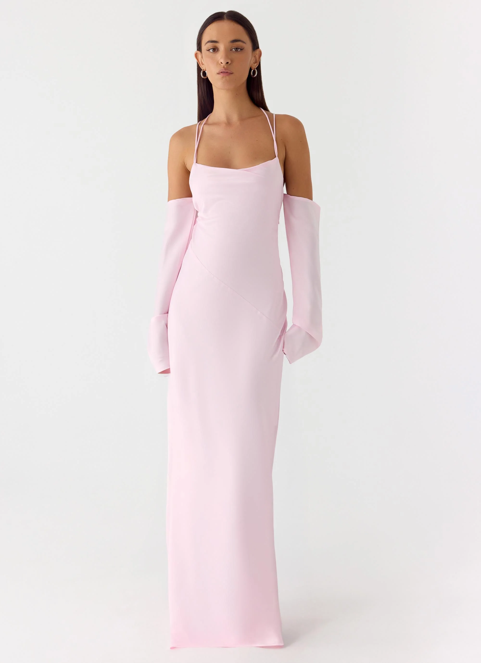 Breathe Me Long Sleeve Maxi Dress - Baby Pink