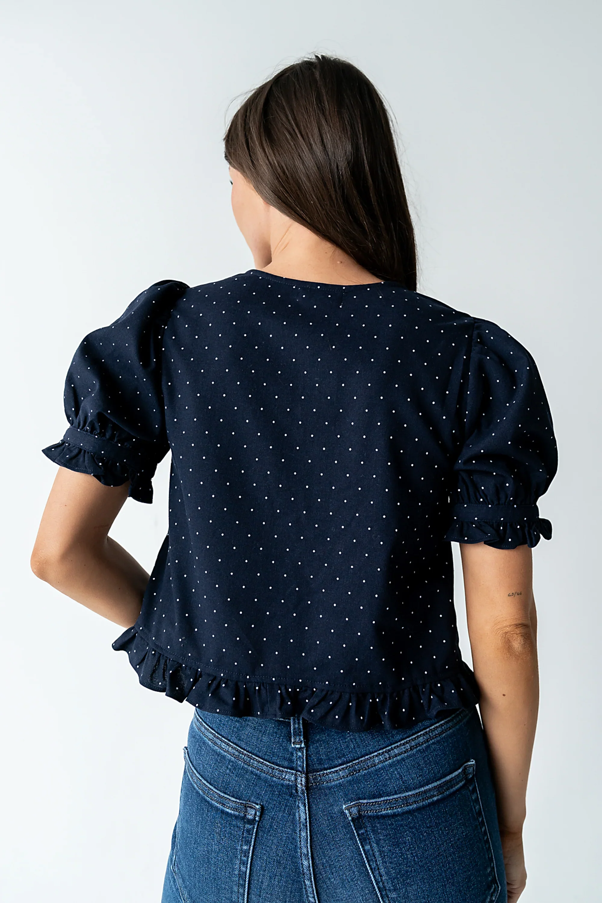 Jessie Polka Dot Blouse in Navy