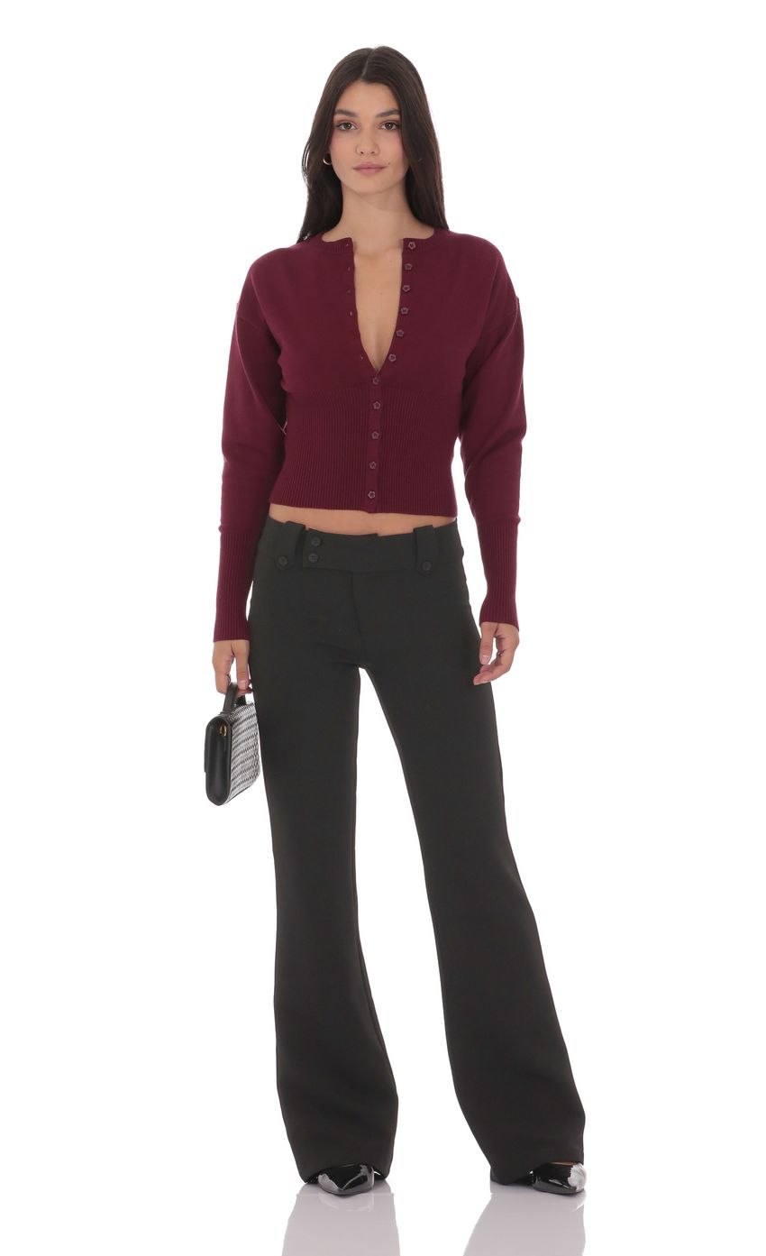 Low Rise Boot Cut Pants in Black