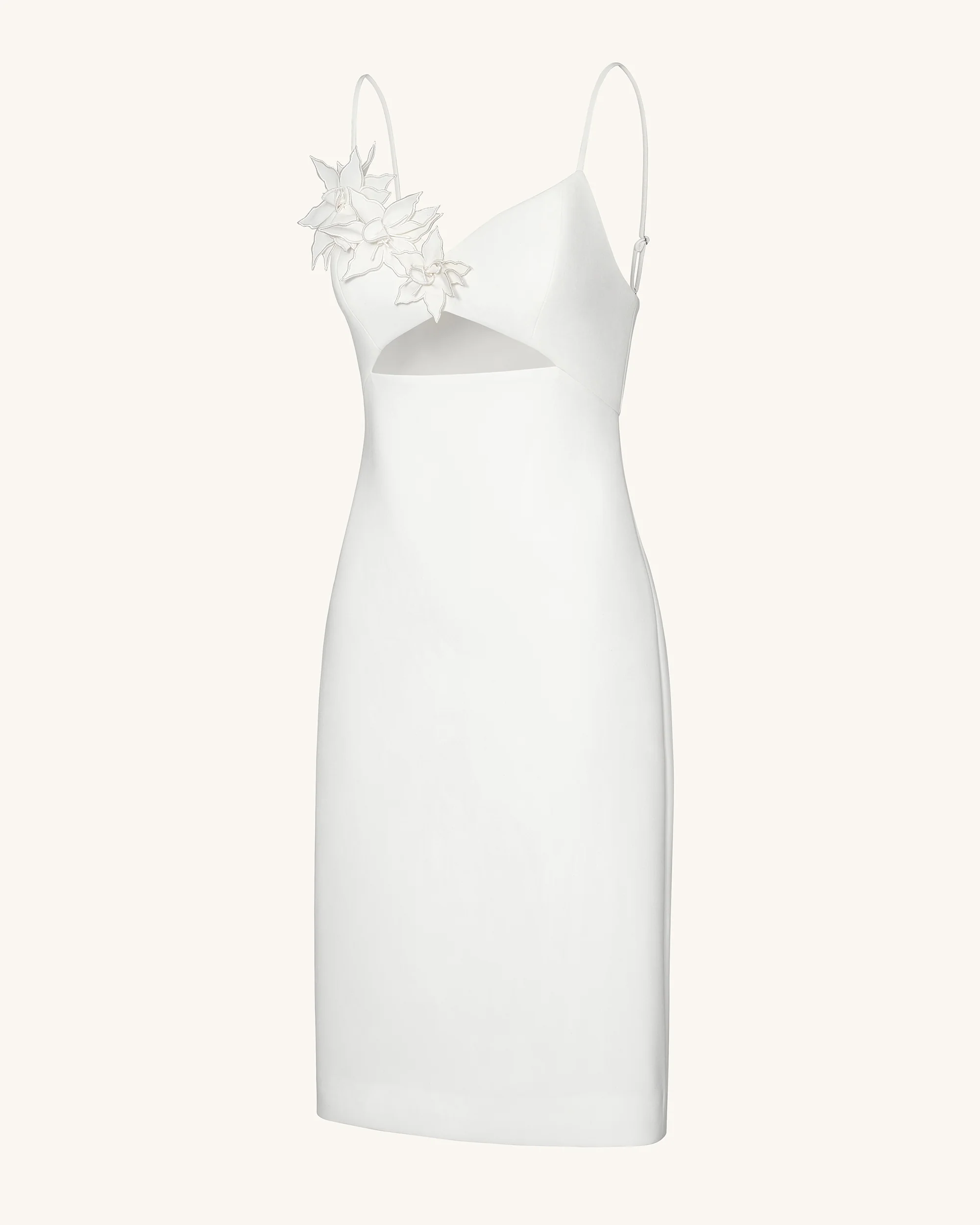 Bloom-Cut Contour Dress - White - FASHION NOB