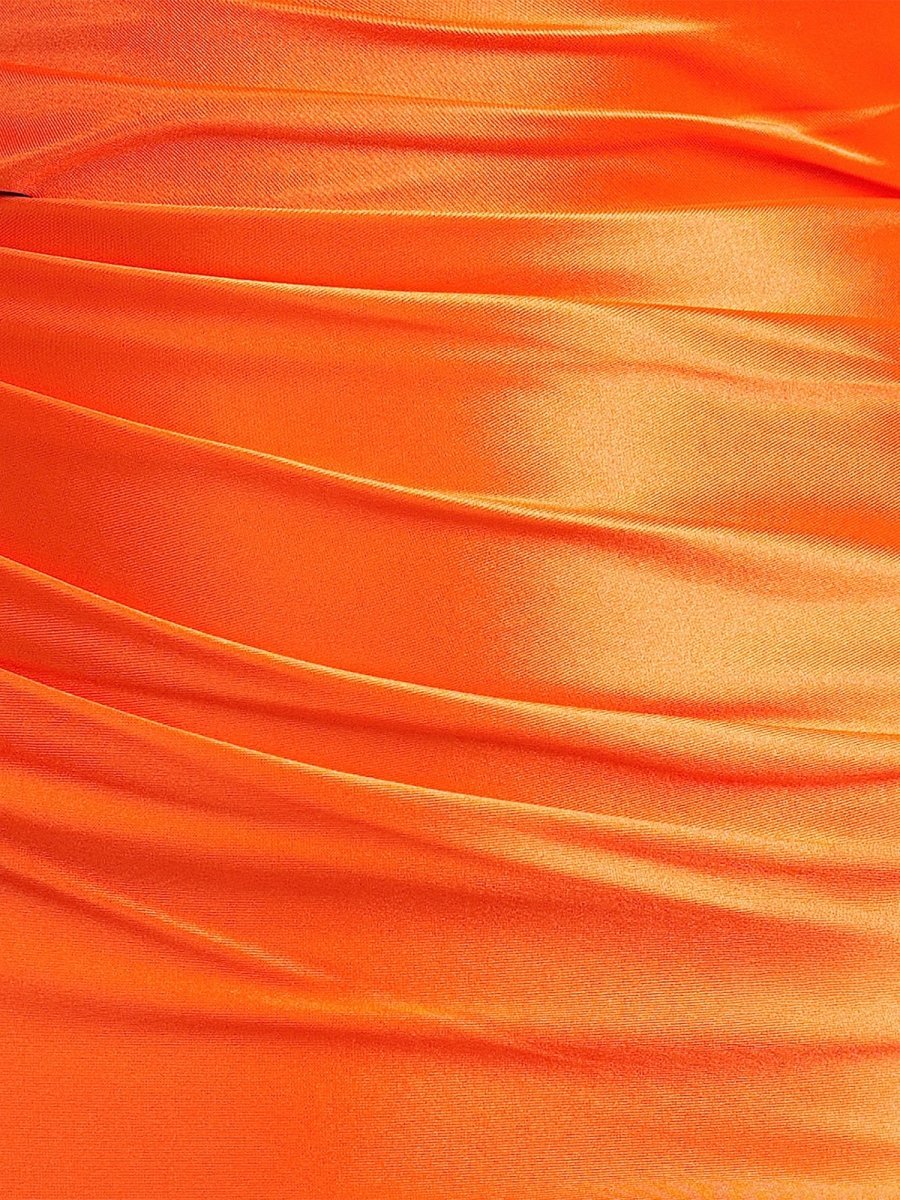 Yellow Spaghetti Straps Bodycon Satin Cutout Pleated Homecoming Dresses