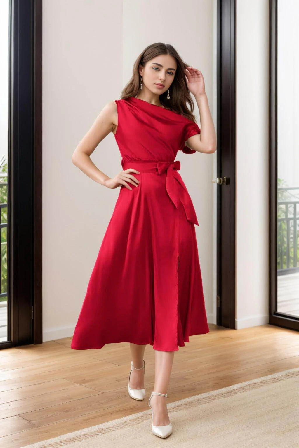 Sheath-Column Tea Length Silk-Like Graduation Dresses CS0540