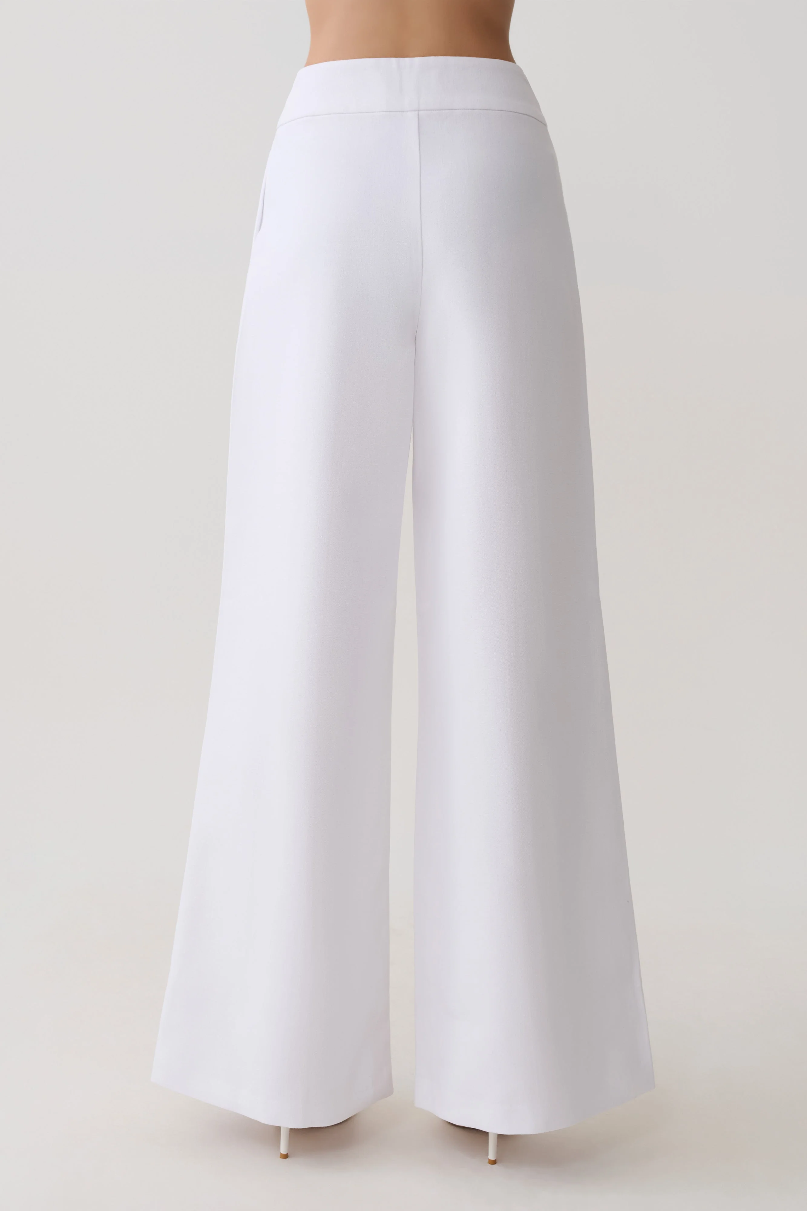 Raya Mid Rise Wide Leg Linen Pant - White