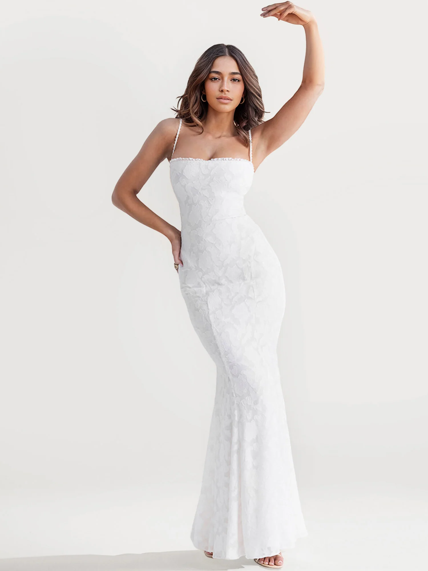 Elegant Lace Fit-and-Flare Maxi Dress