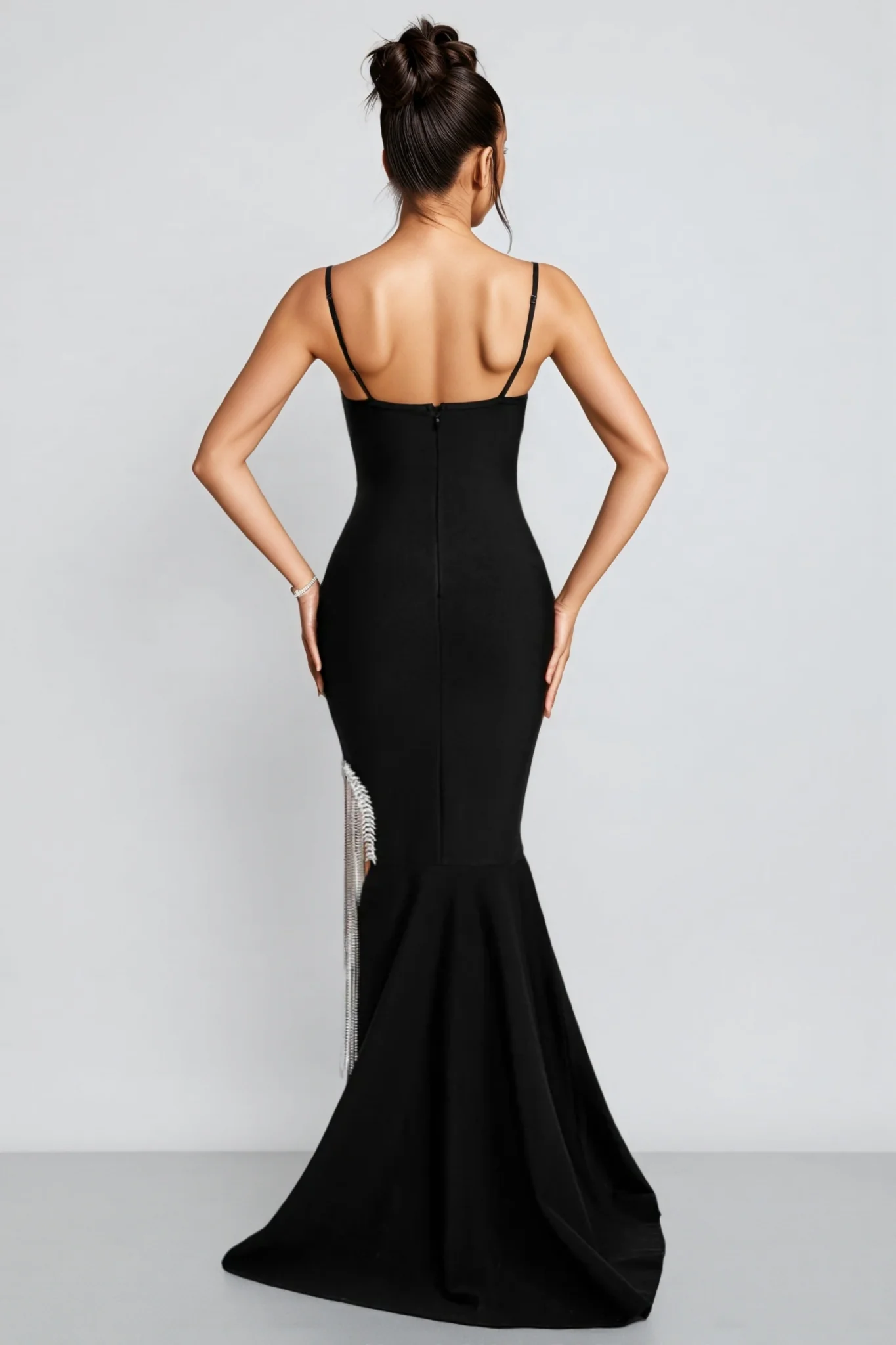 Cyrus Black Tassel Fringe Maxi Dress