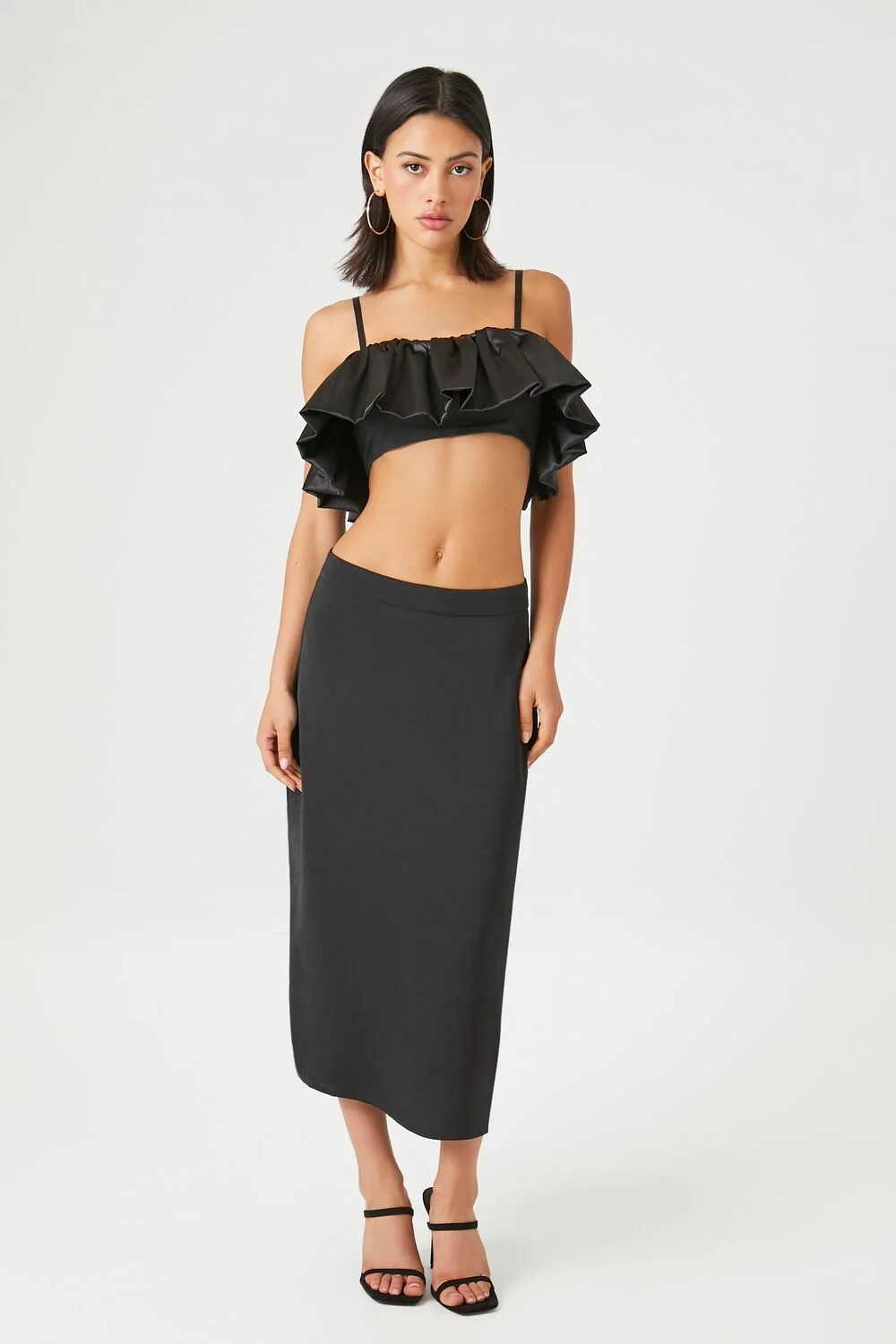 Satin Ruffle Cropped Cami