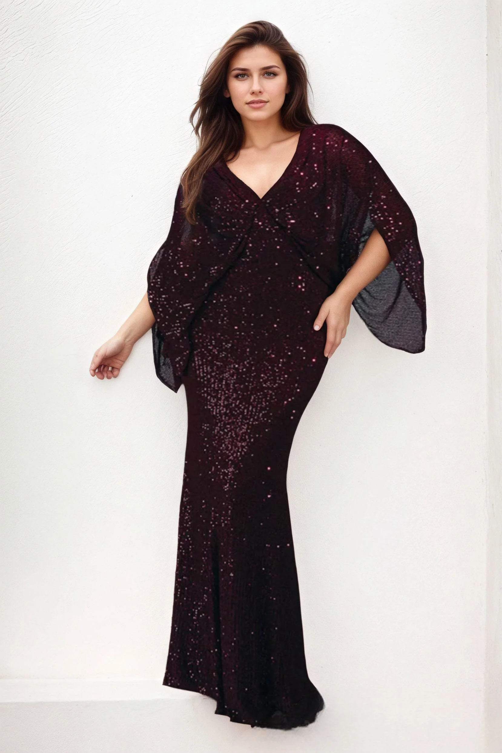 Sheath-Column Maxi Sequined Wedding Guest Dress CG0284