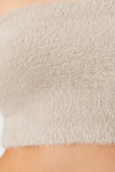 Fuzzy Sweater-Knit Tube Top