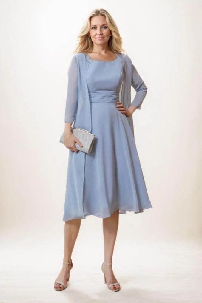 A-Line Midi Chiffon Mother Of The Bride Dress CM0291