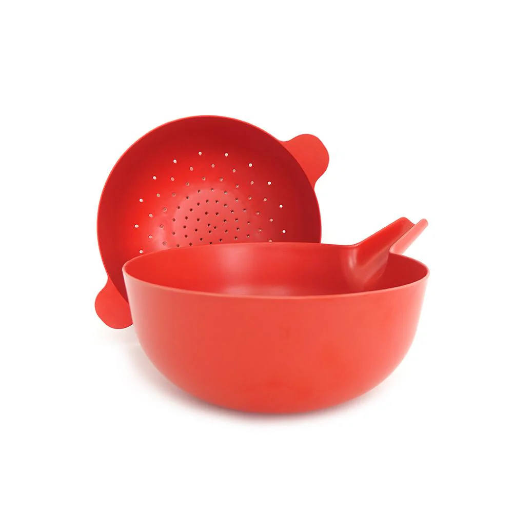 Vogeelle Large Mixing Bowl and Colander Set - Tomato