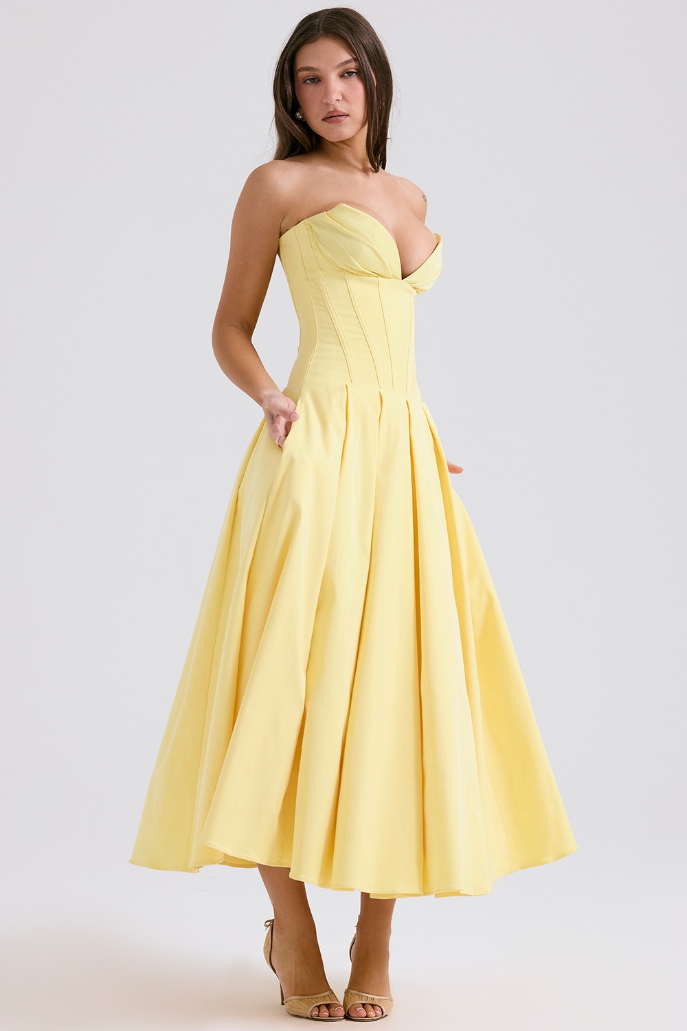 Sunshine Strapless Tulle Midi Dress