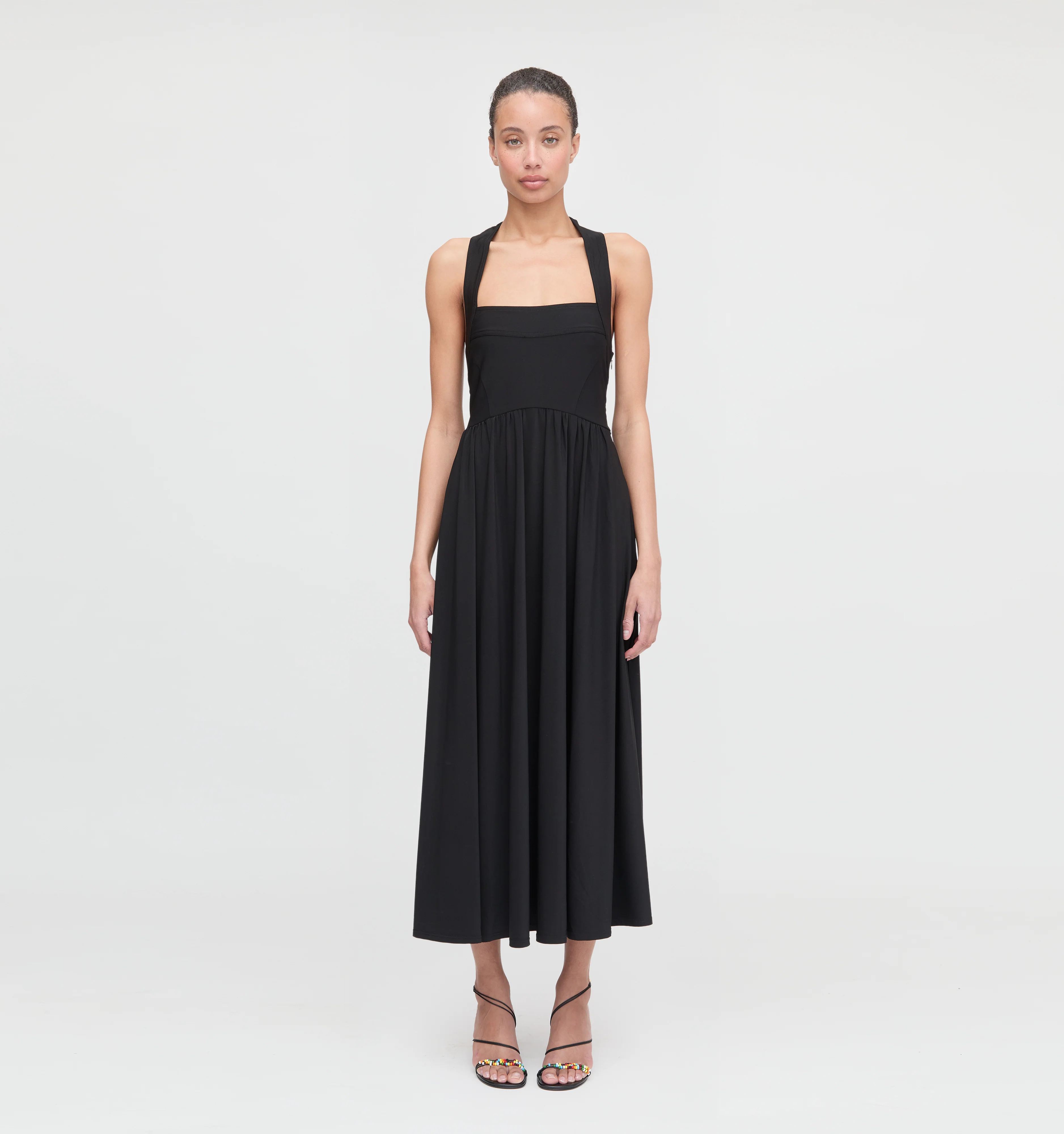 The Fleur Midi Dress - Black Jersey