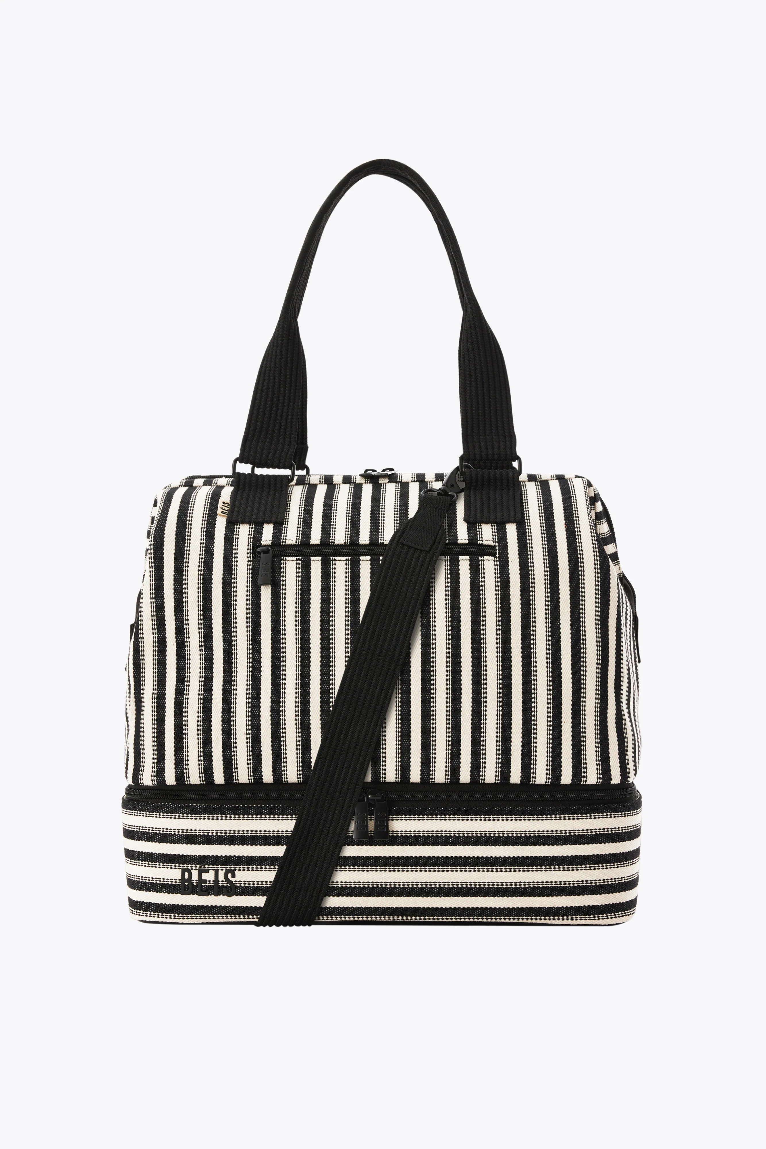BEIS 'The Mini Weekender in Black Stripe