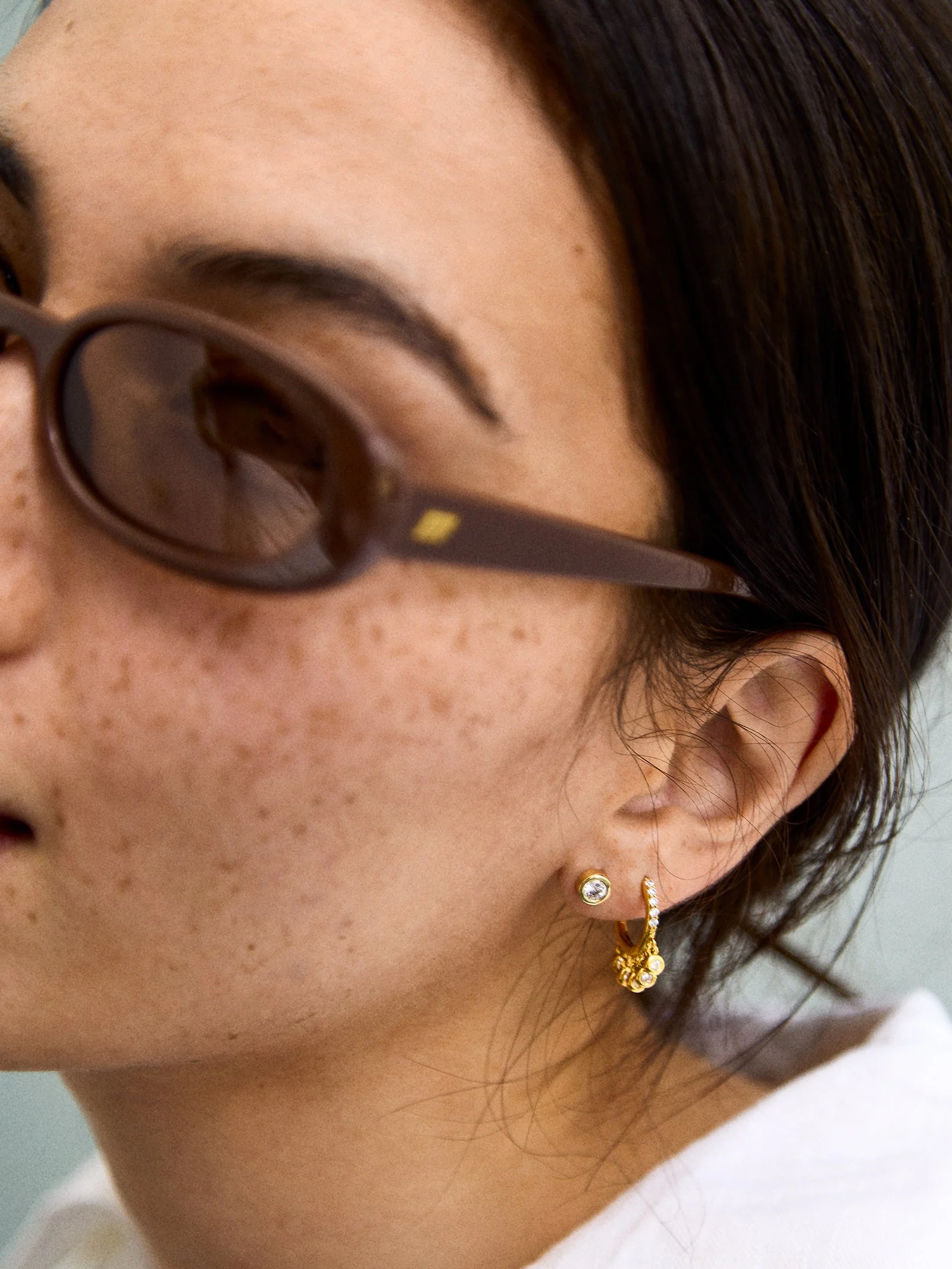 Annabeth 14K Gold Stud Earrings - Round Stone