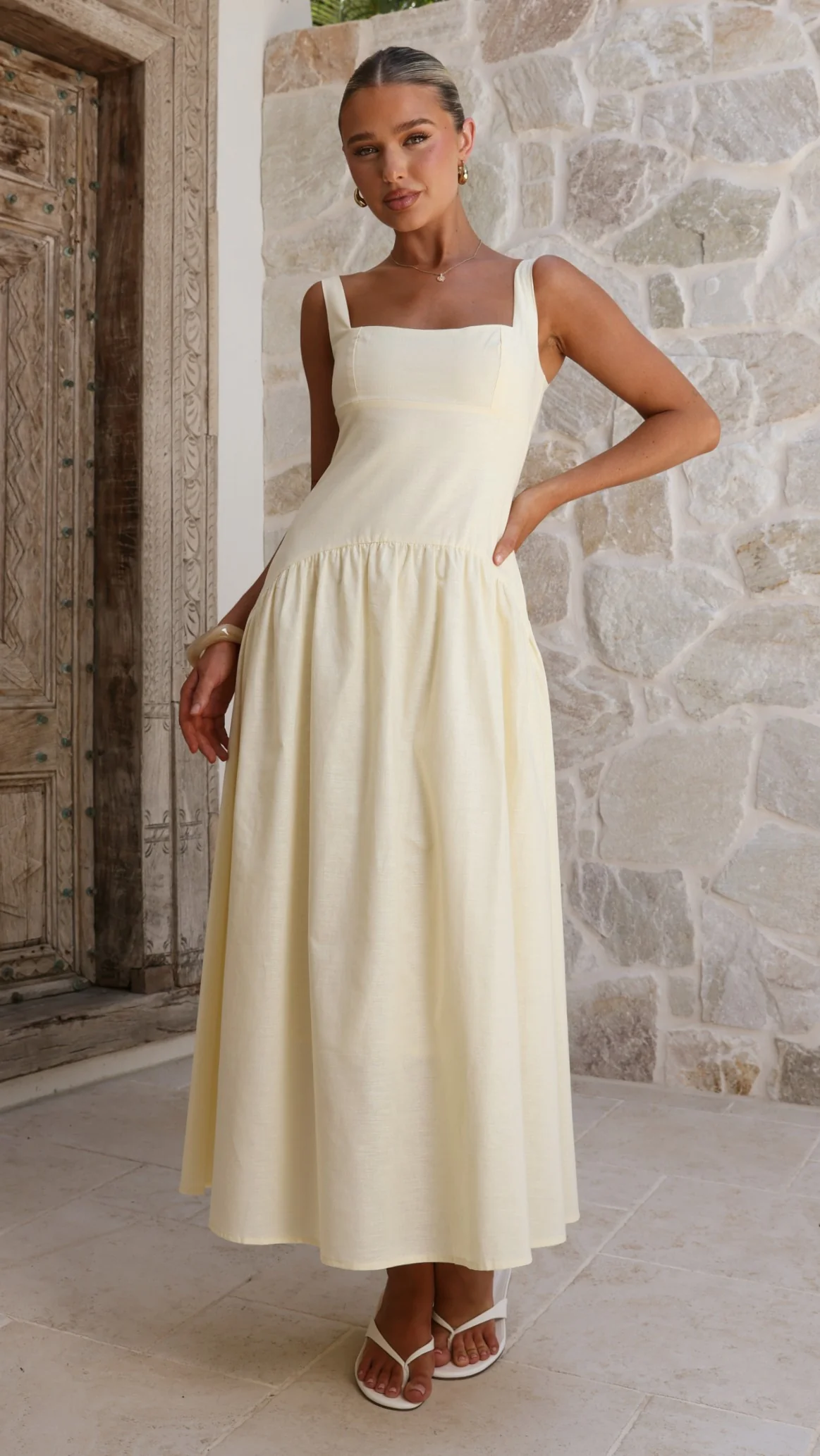 Lucy Drop Waist Maxi Dress - Butter
