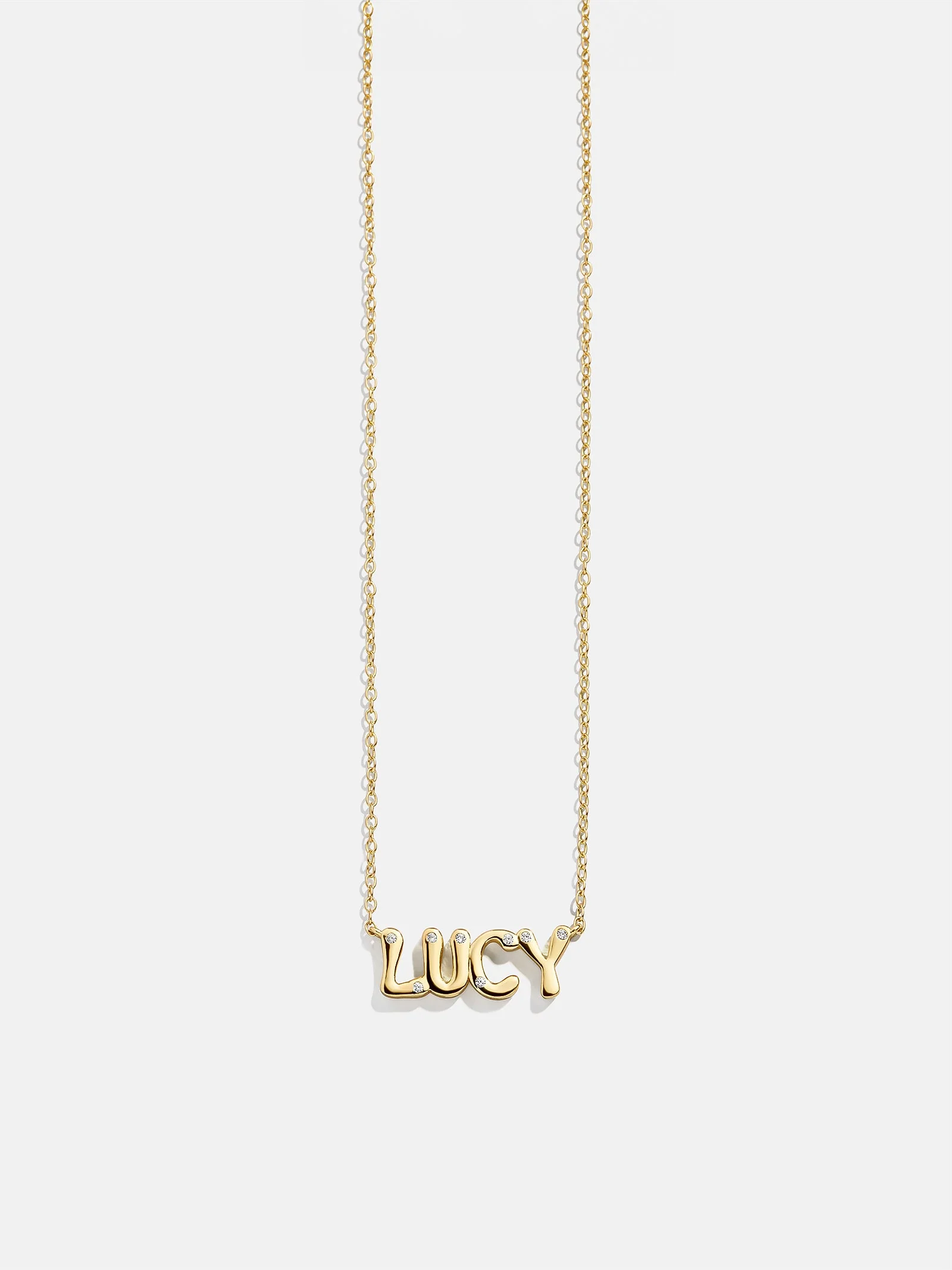 14K Gold Custom Nameplate Necklace - Bubble