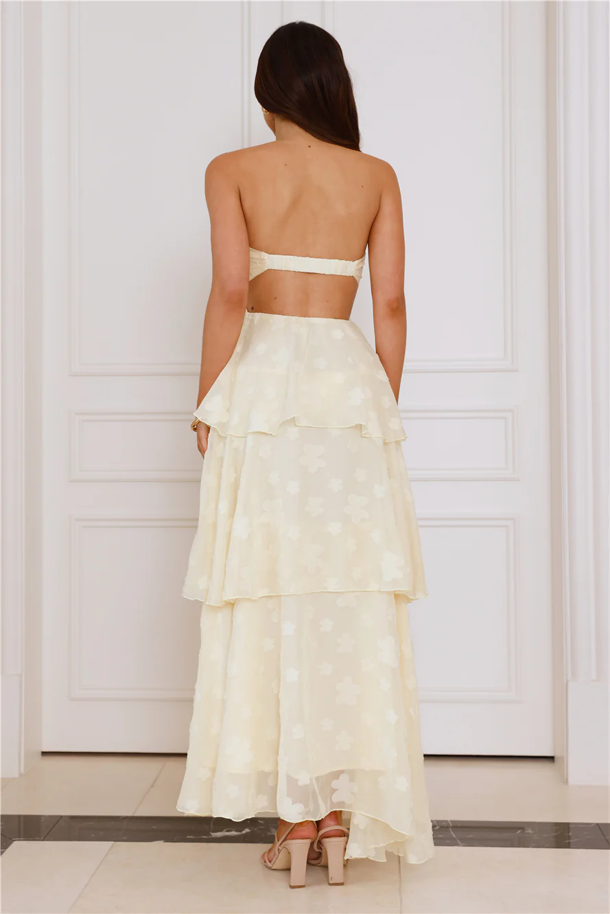 Tranquil Twilight Strapless Maxi Dress Yellow