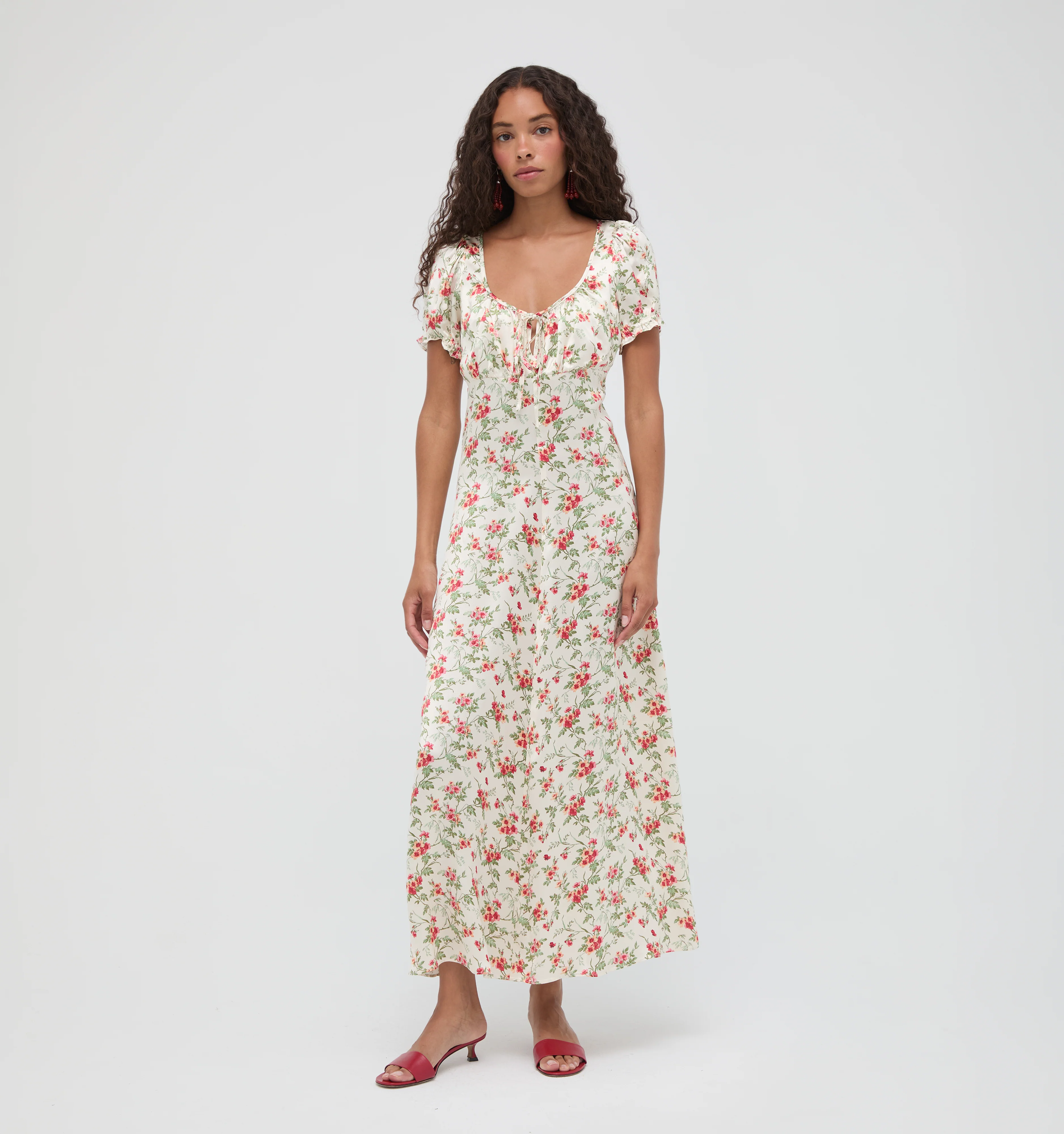 The Maxine Dress - Primrose Bouquet Ivory/Coral