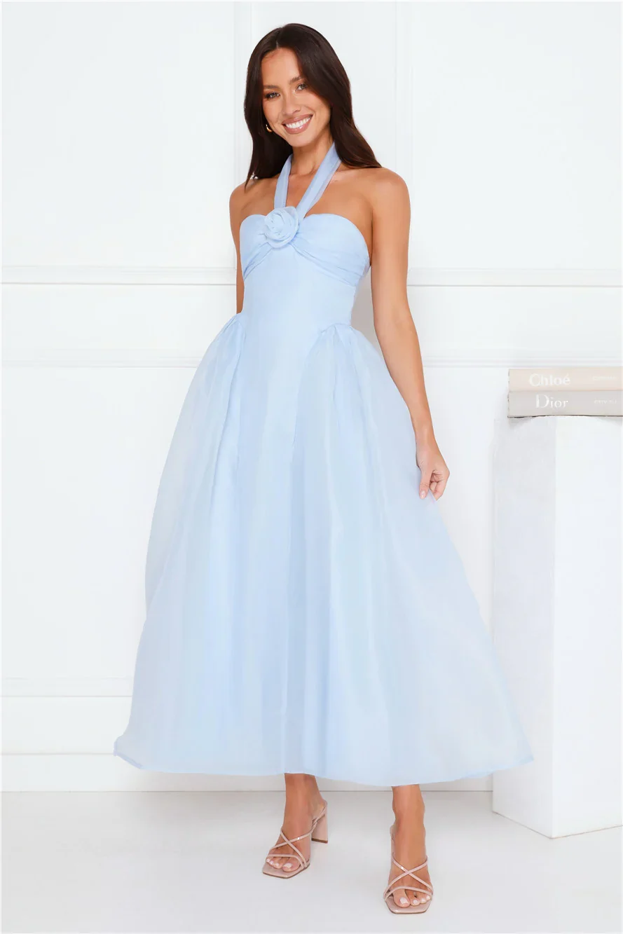 Fairytale Event Halter Maxi Dress Blue