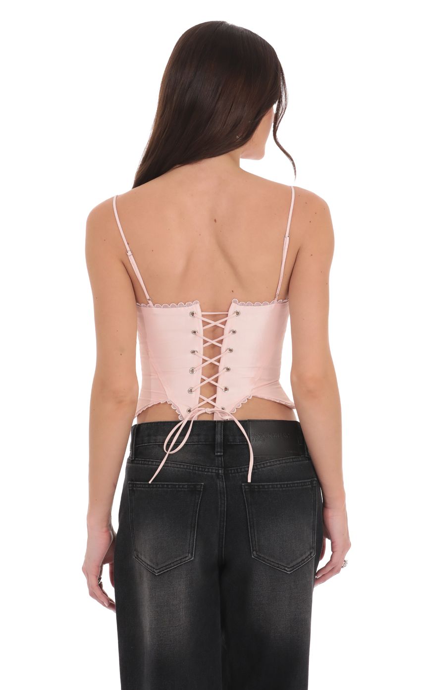 Trimmed Corset Top in Pink