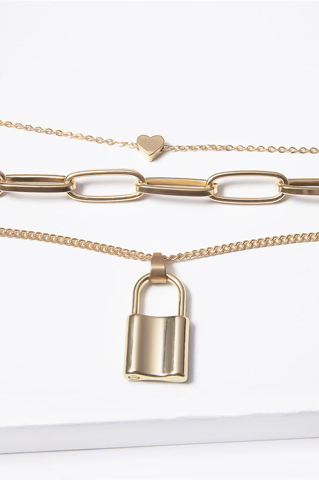 Lock Pendant Link Chain Necklace