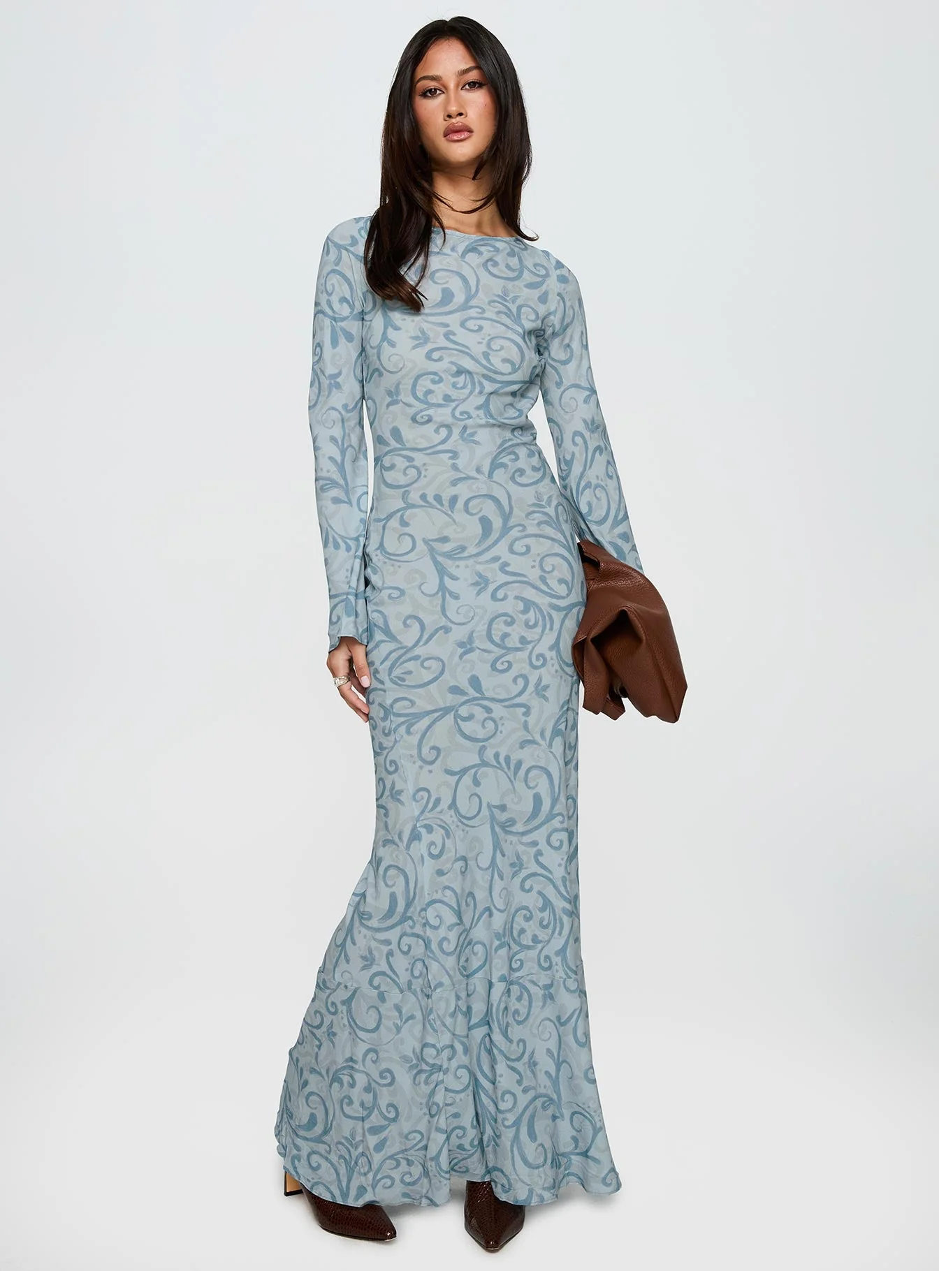 Miss Your Touch Backless Maxi Dress Blue Multi