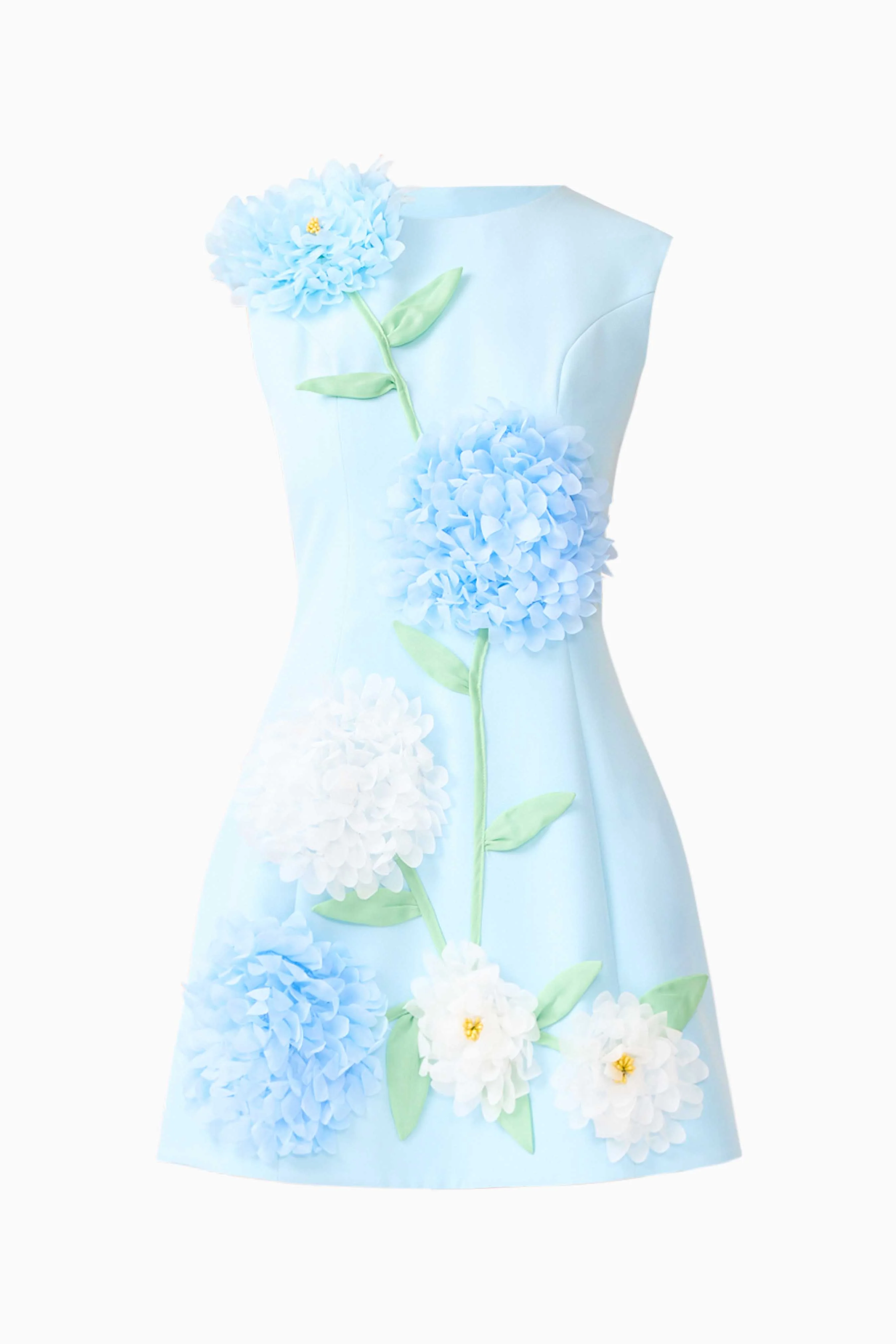 Buttercup Embroidered Mini Dress in Blue