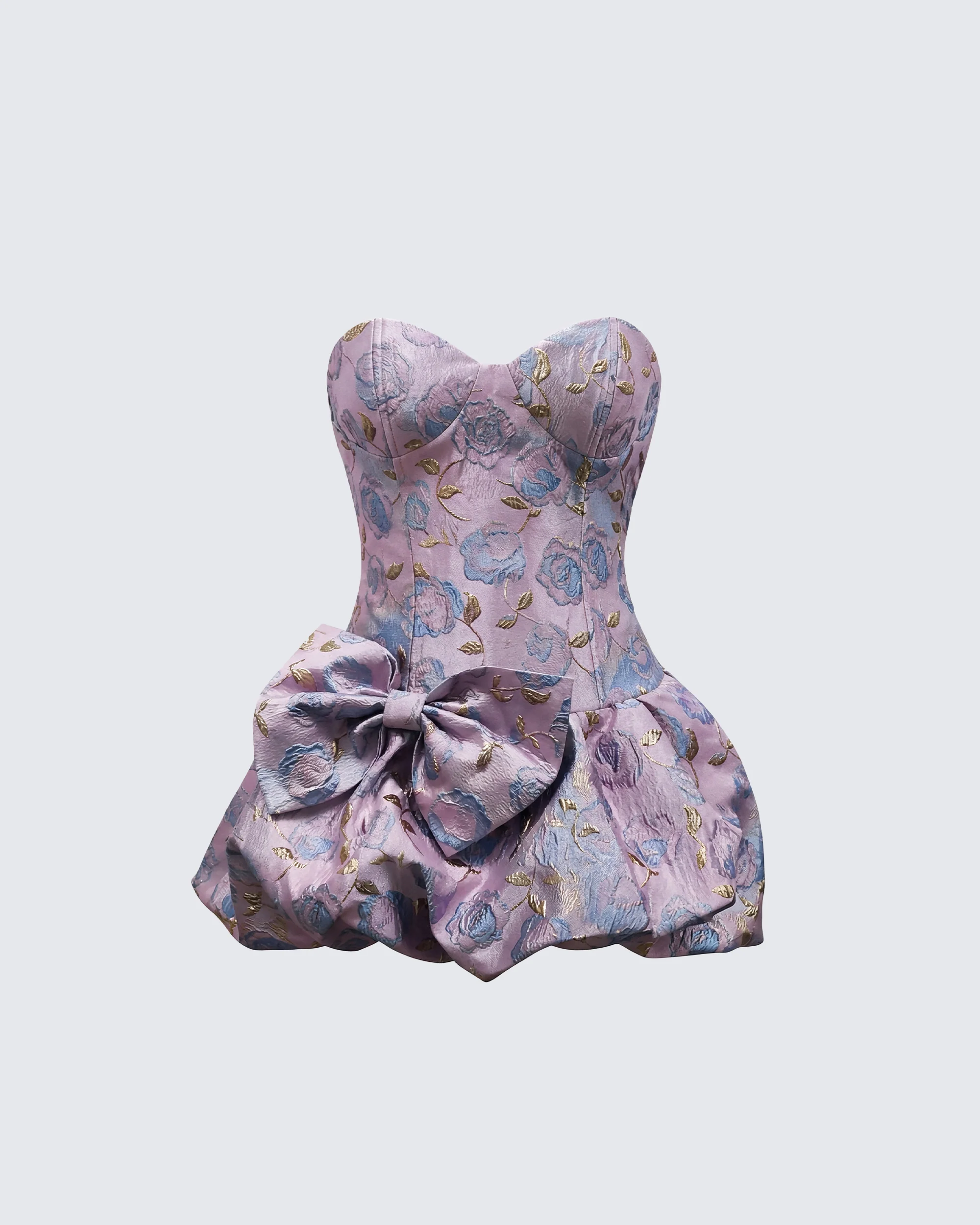 Bay Pink Jacquard Bow Mini Dress