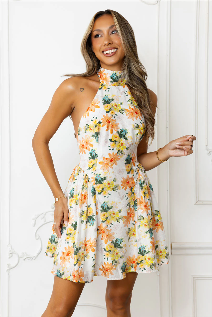 Sophisticated Vision Halter Mini Dress Orange