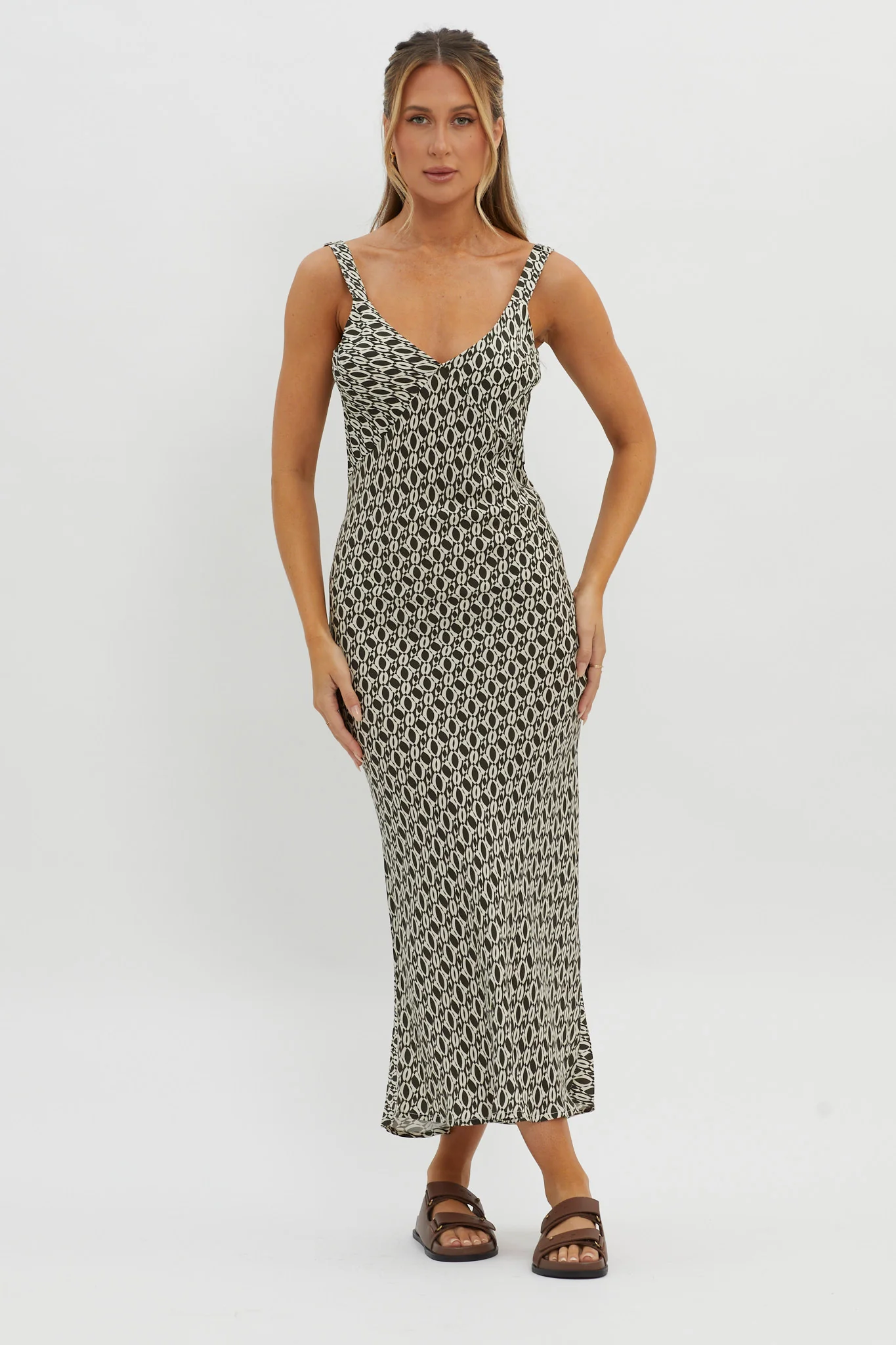 Avenue Thick Strap Midi Dress Print Solna