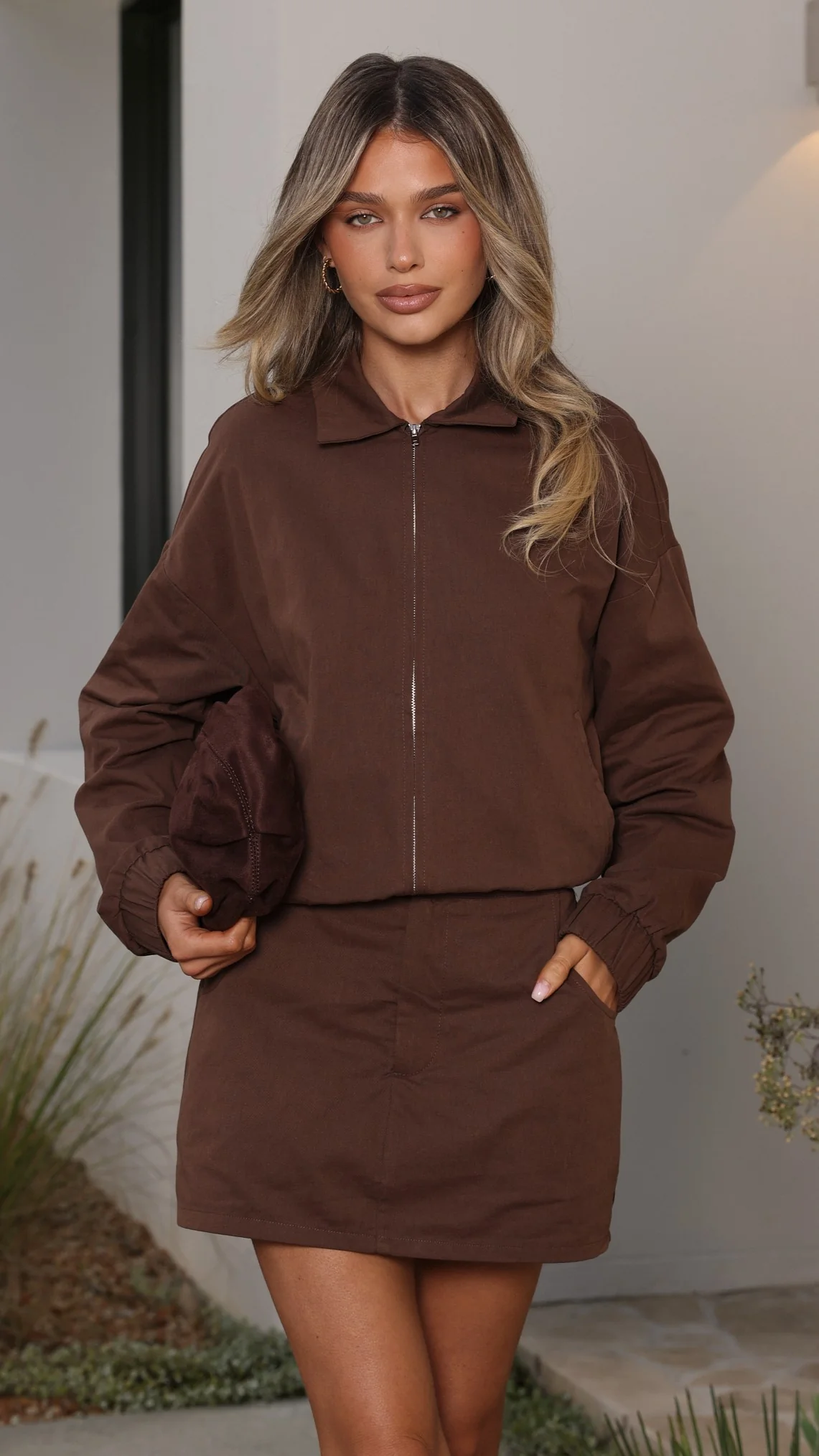 Grace Bomber Jacket - Chocolate