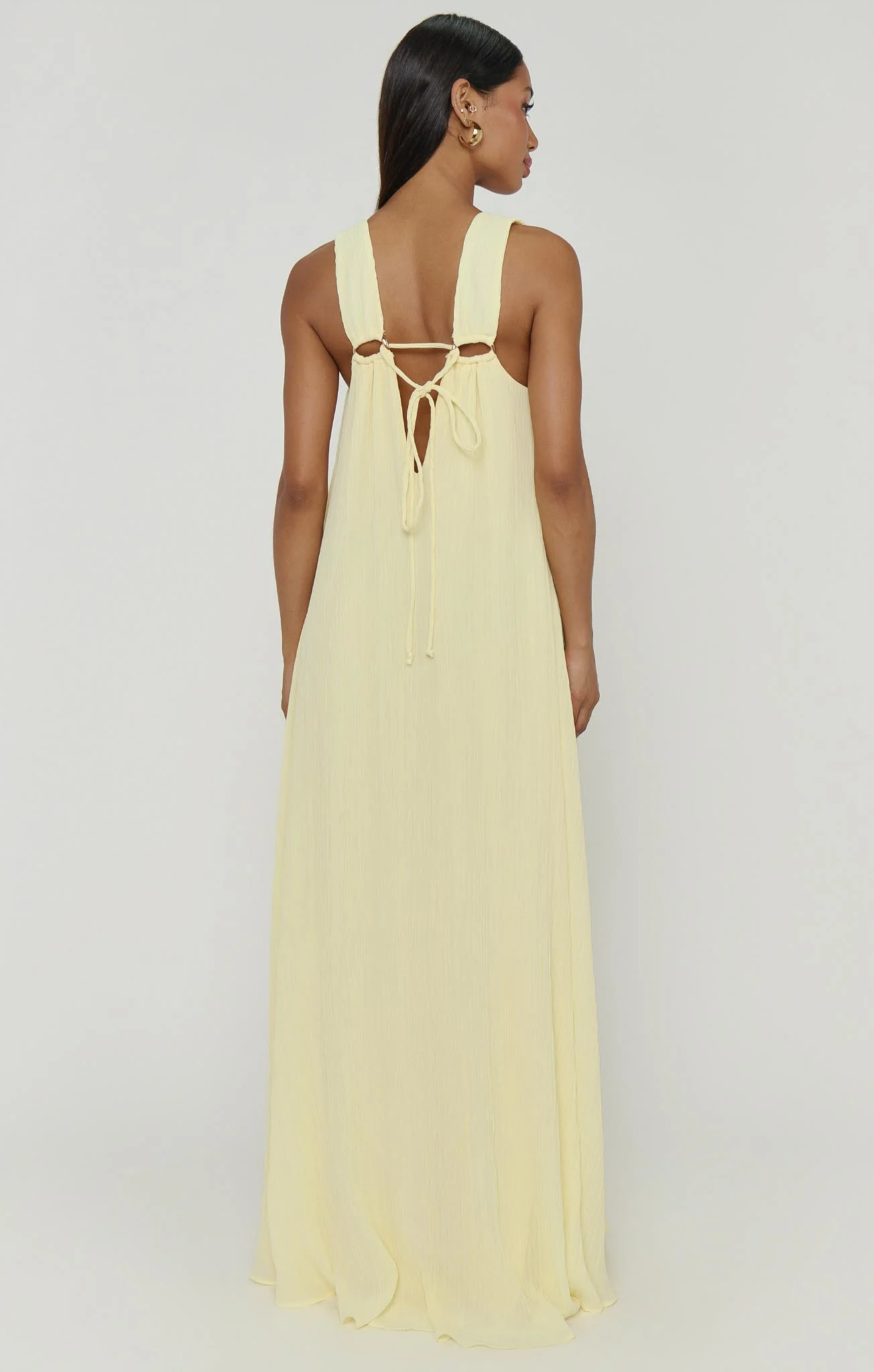 Heidi Maxi Dress ~ Pale Yellow Pleated Chiffon