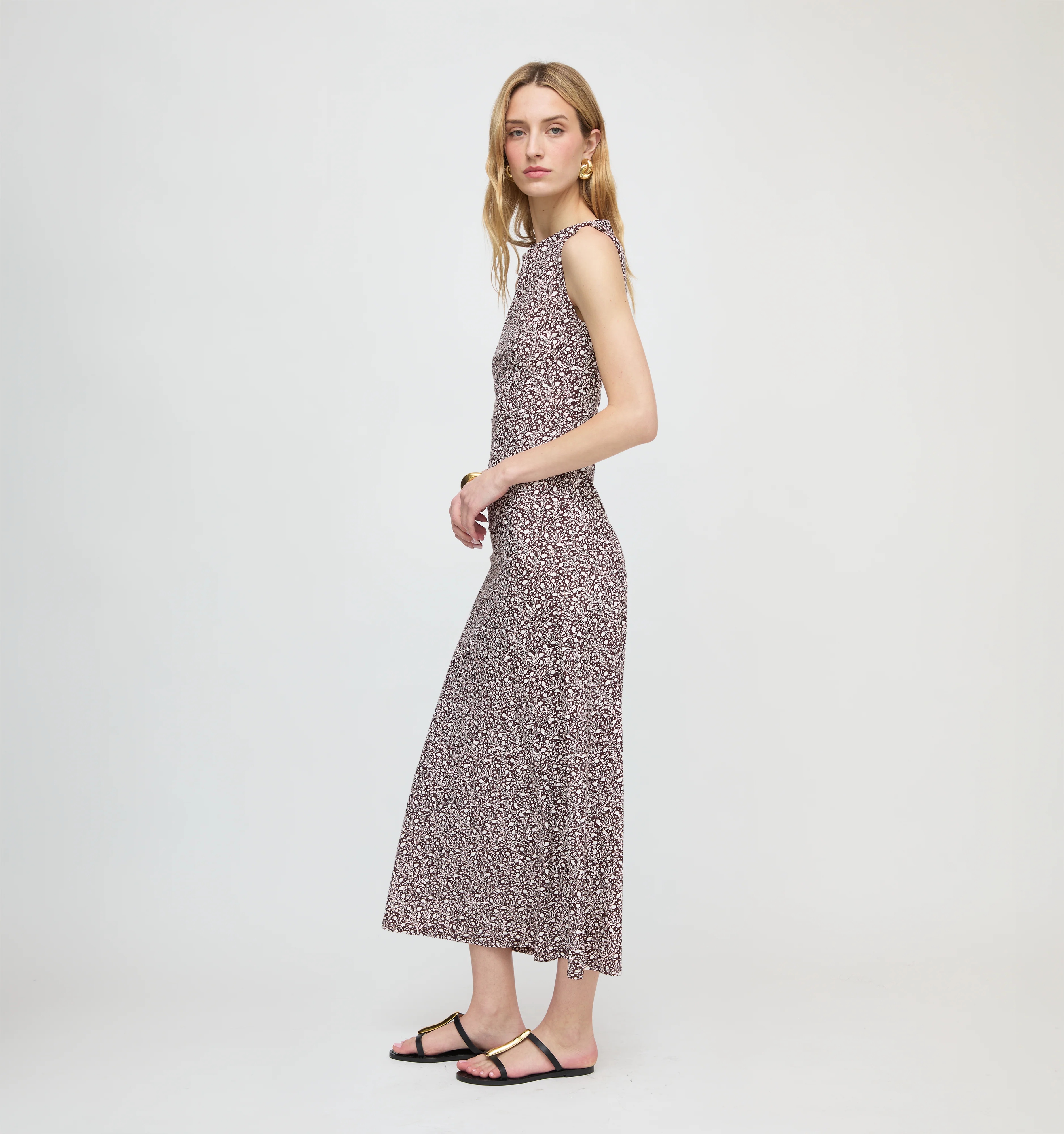 The Sloane Dress - Chocolate Ditsy Thistle
