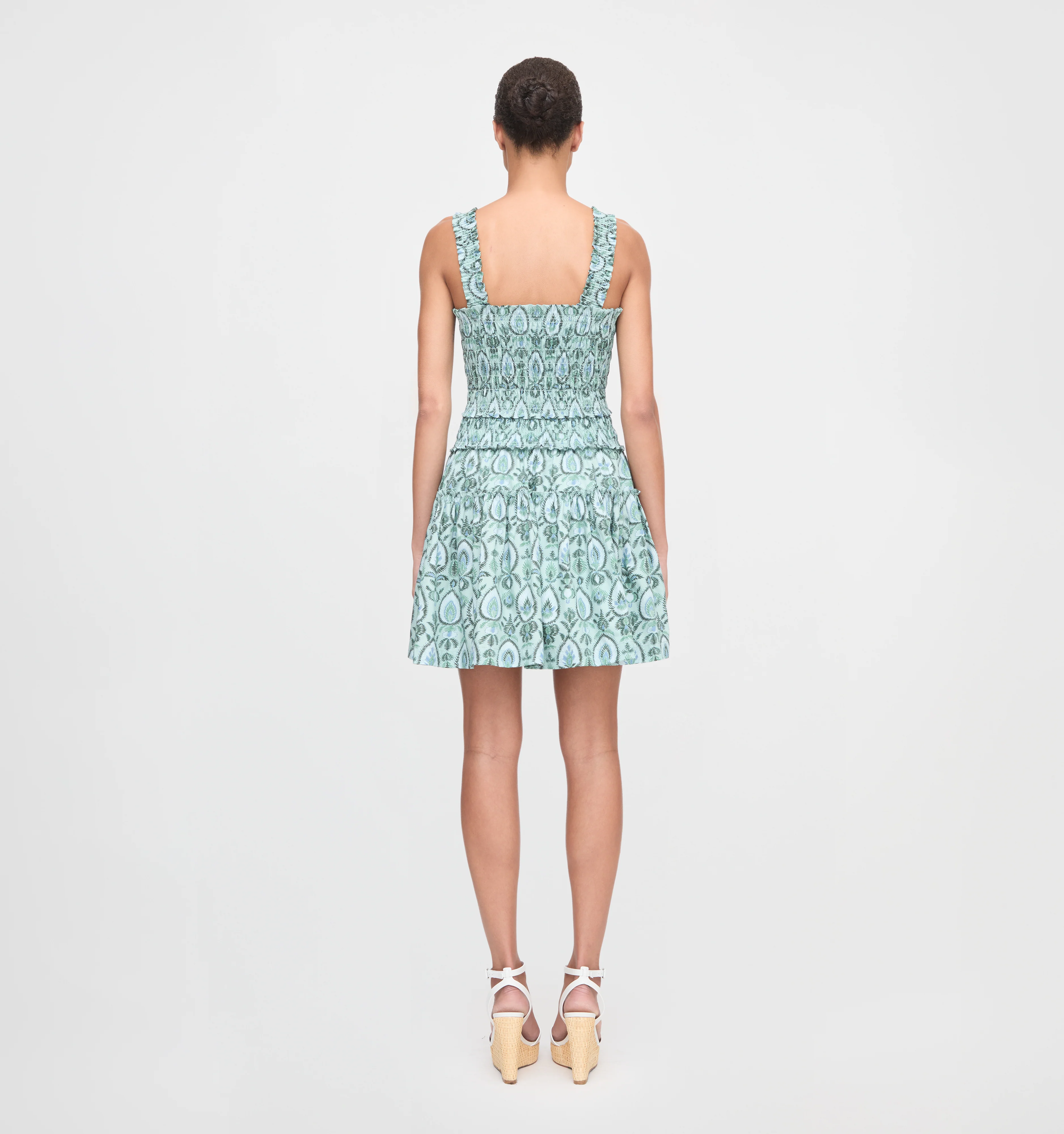 The Azalea Mini Nap Dress - Green Palm Ikat