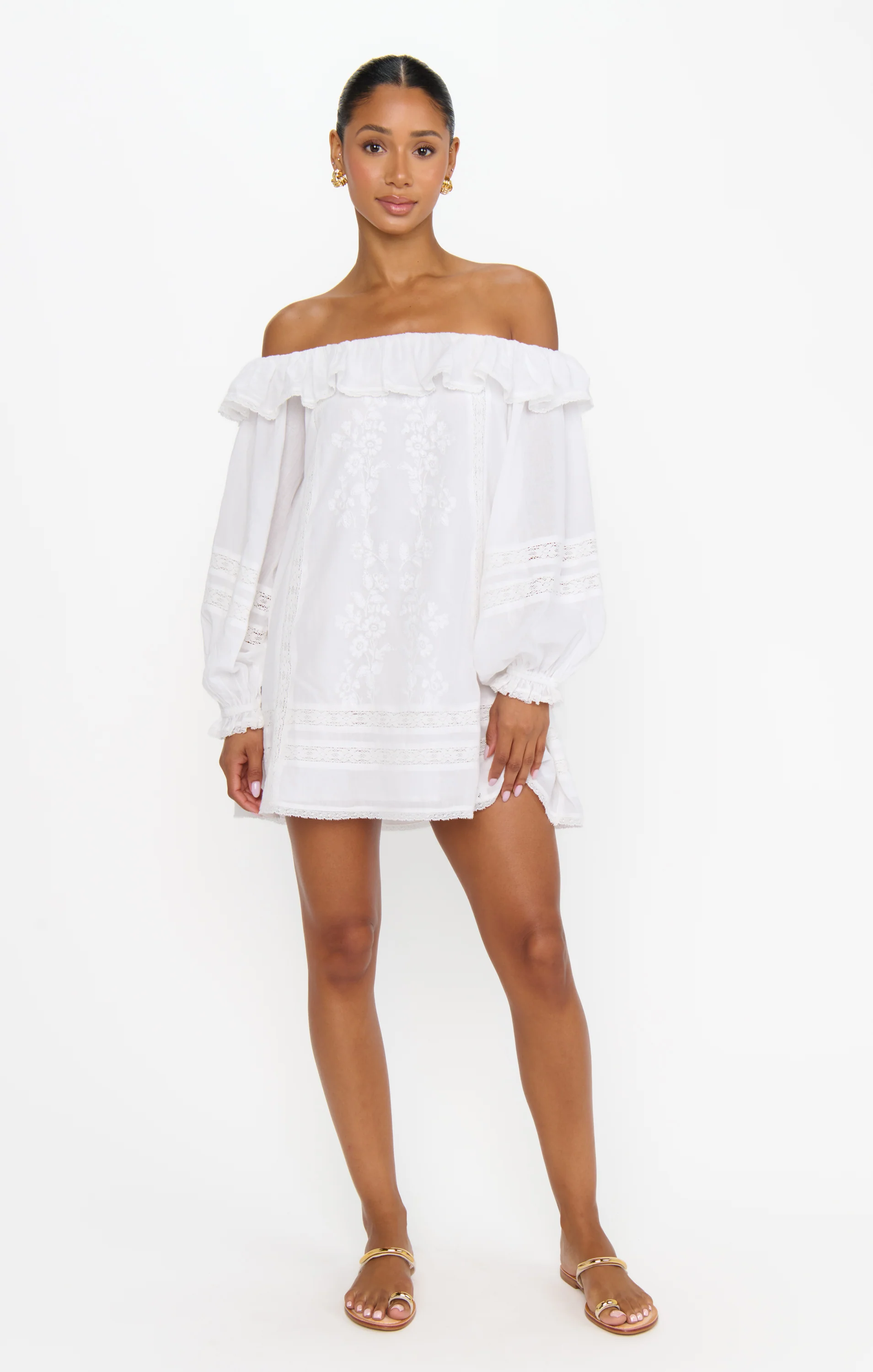 Meadow Mini Dress ~ Cream Voile Trim