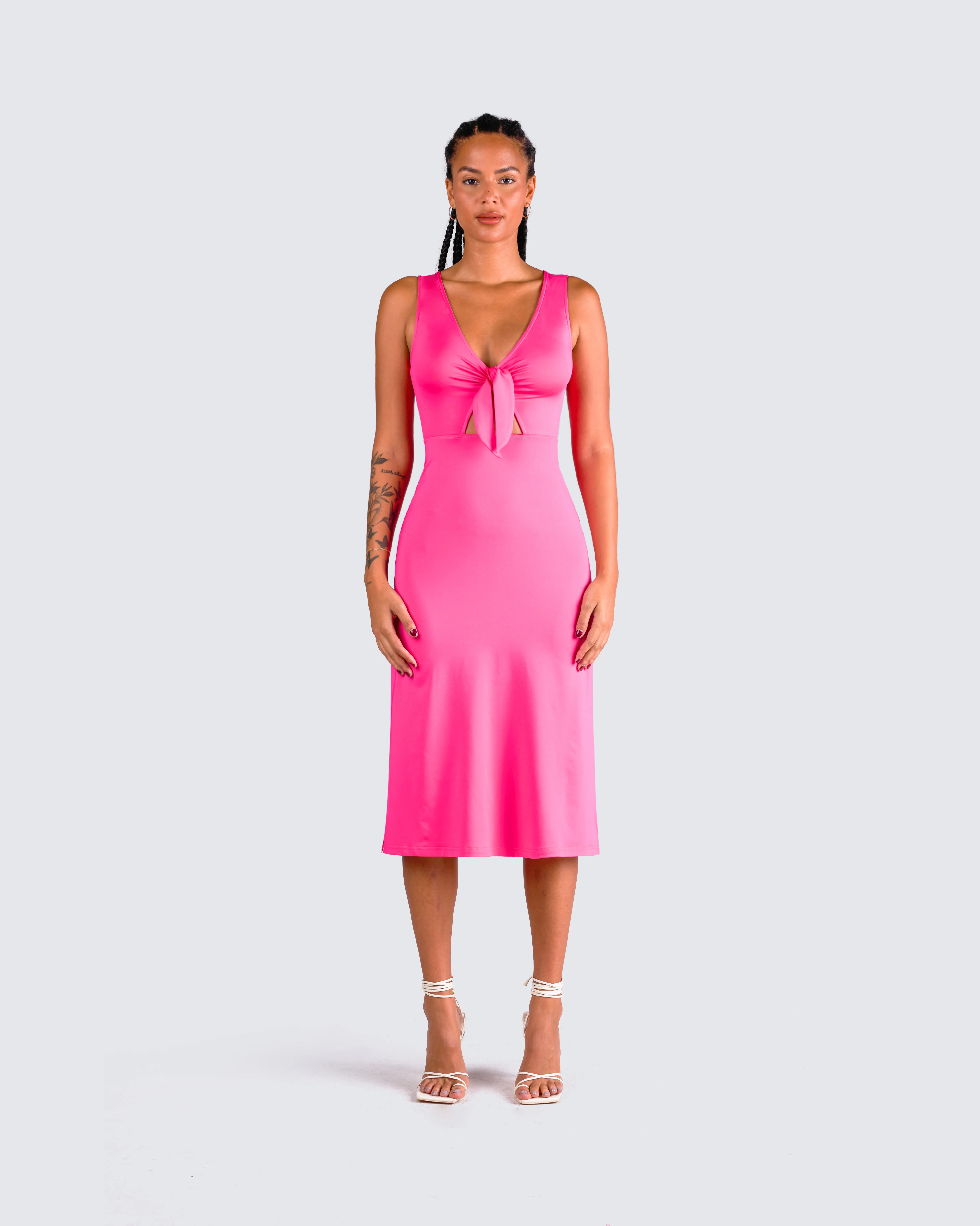 Calliope Hot Pink Midi Dress