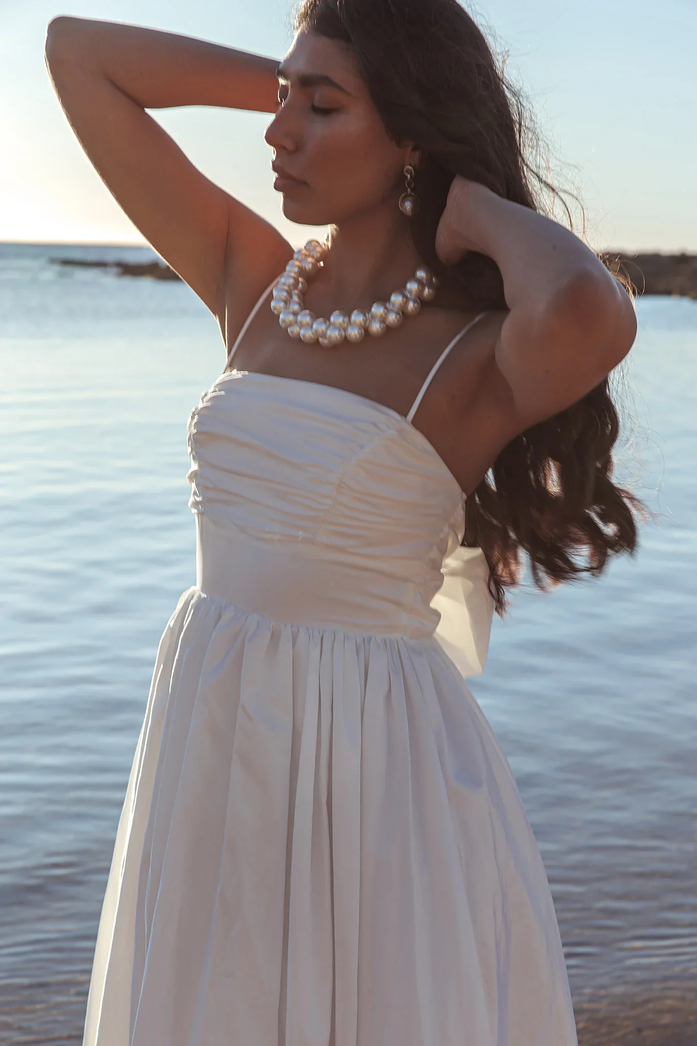 Love Songs Back Bow Maxi Dress White