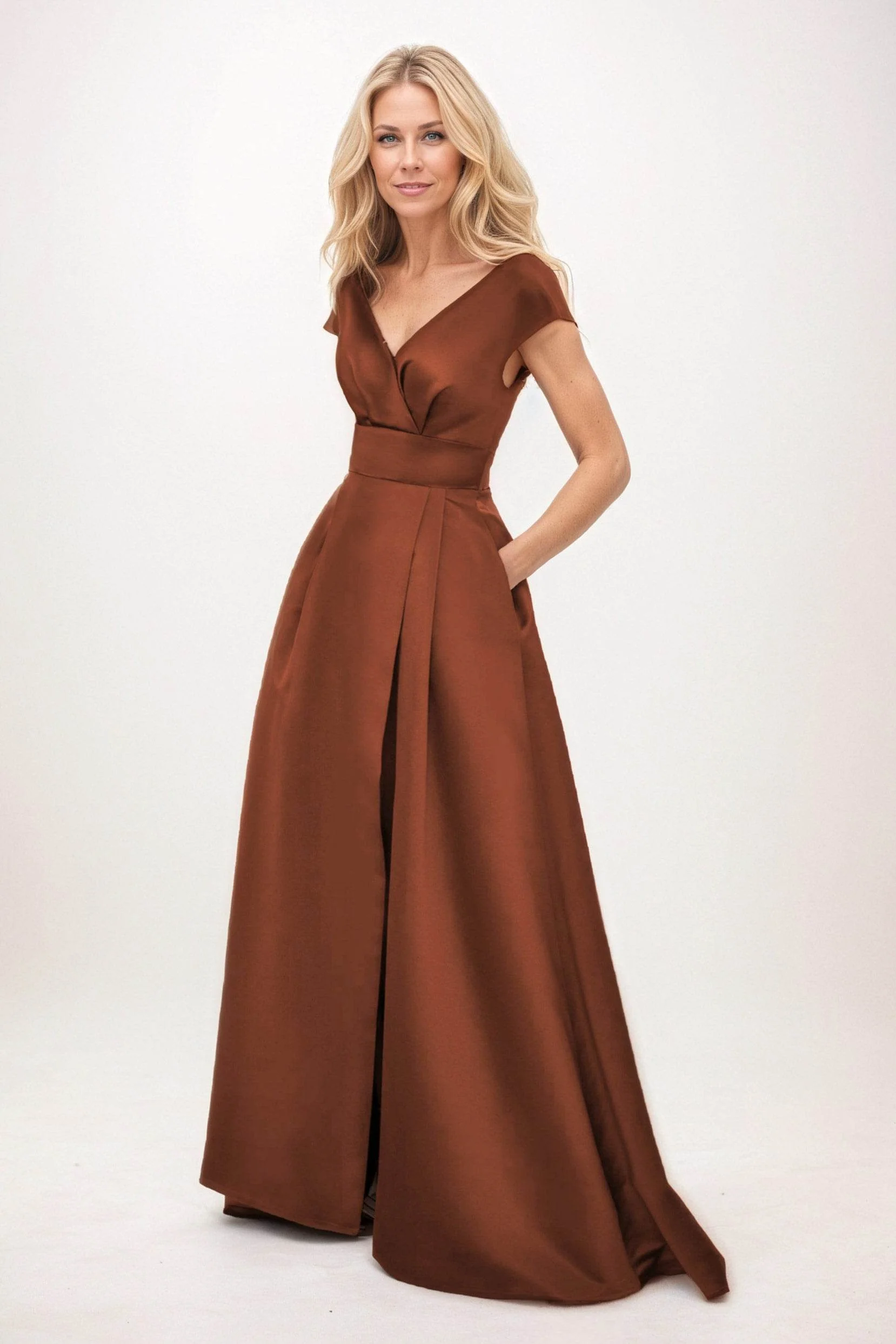 A-Line Maxi Satin Mother of the Bride Dresses CM0408