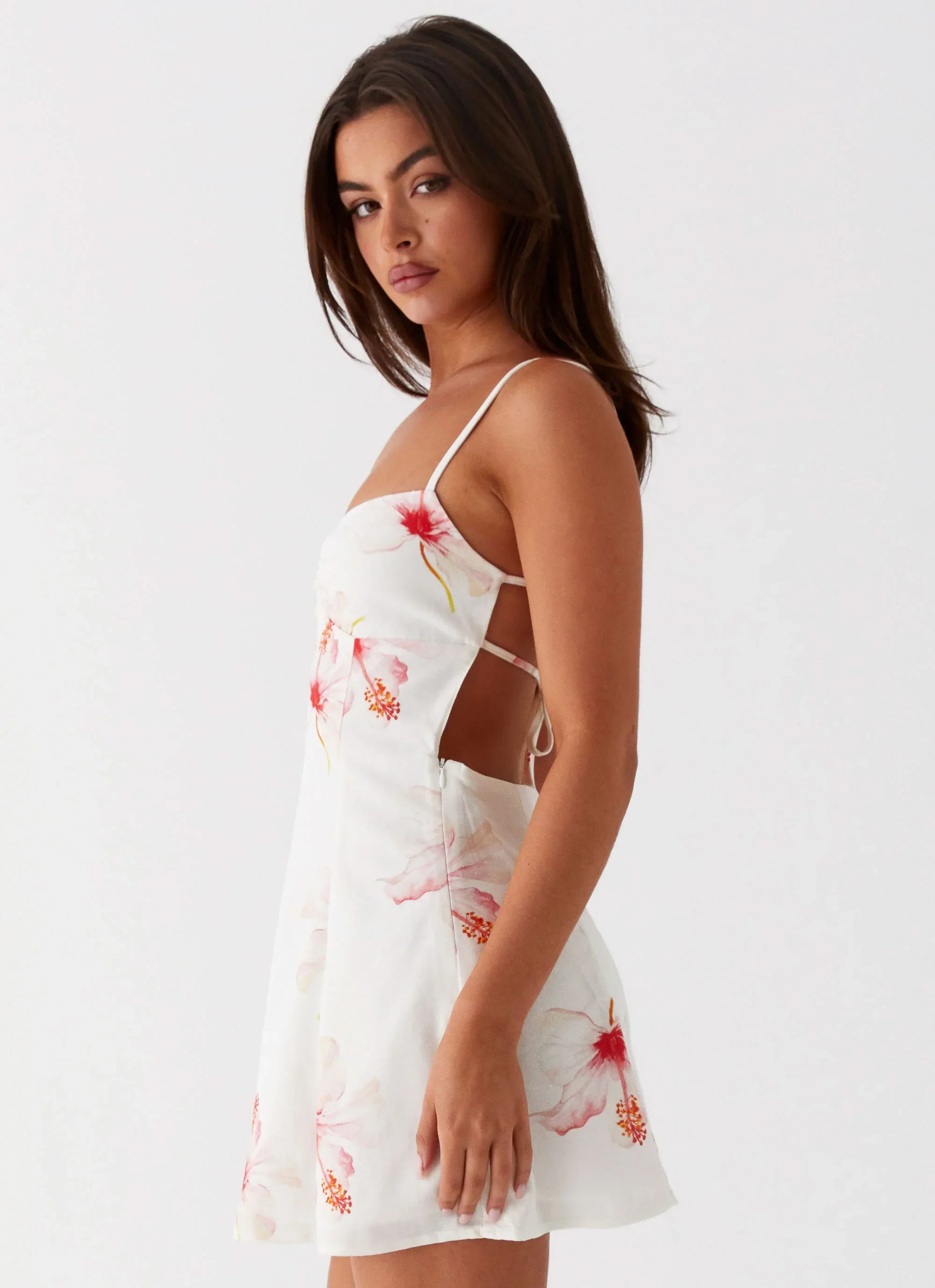 Isra Linen Mini Dress - Camellia - luluinthesky
