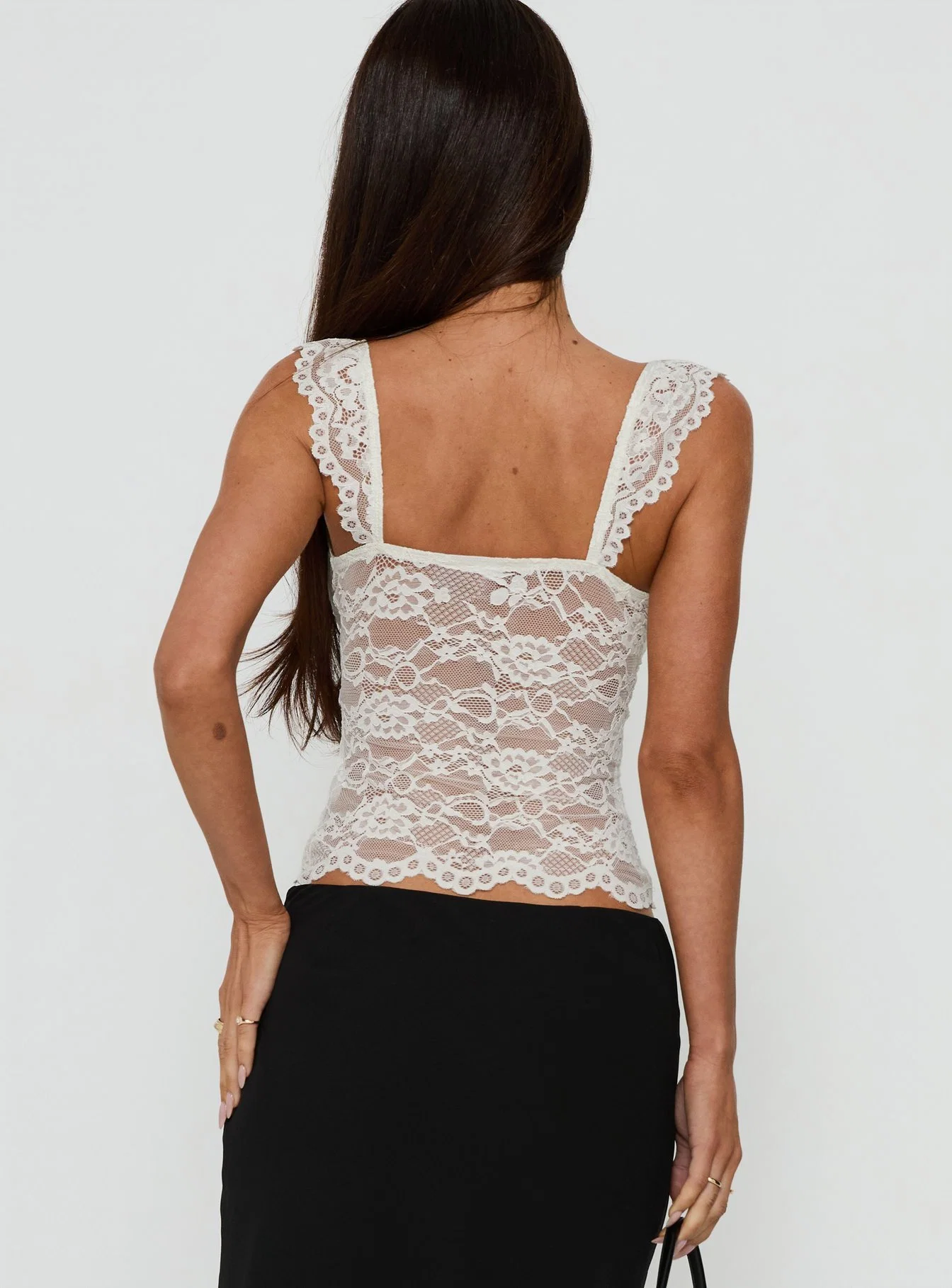 Arria Sheer Lace Top Cream - FASHION NOB