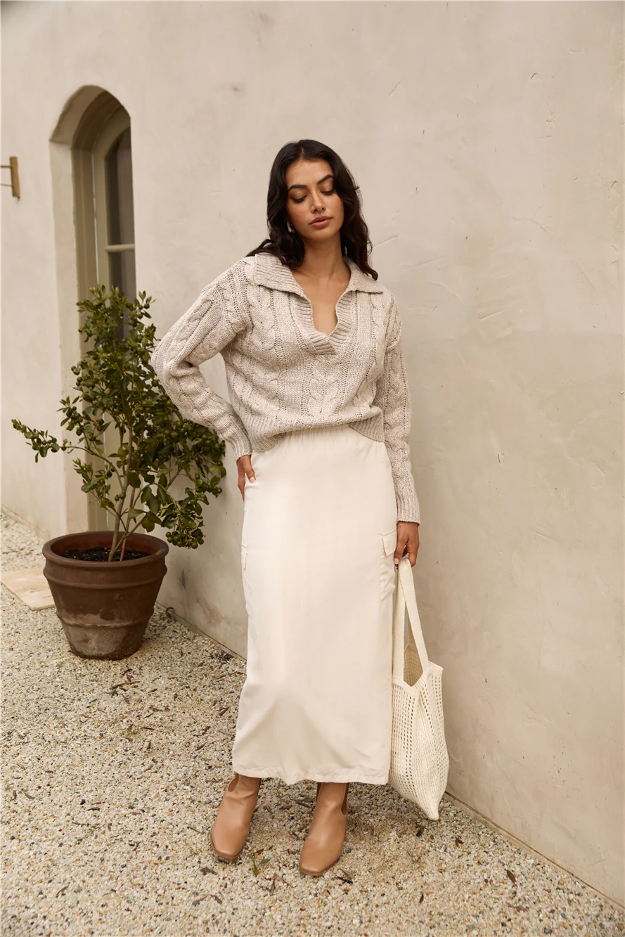 SEVEN WONDERS Picilo Long Midi Skirt Stone