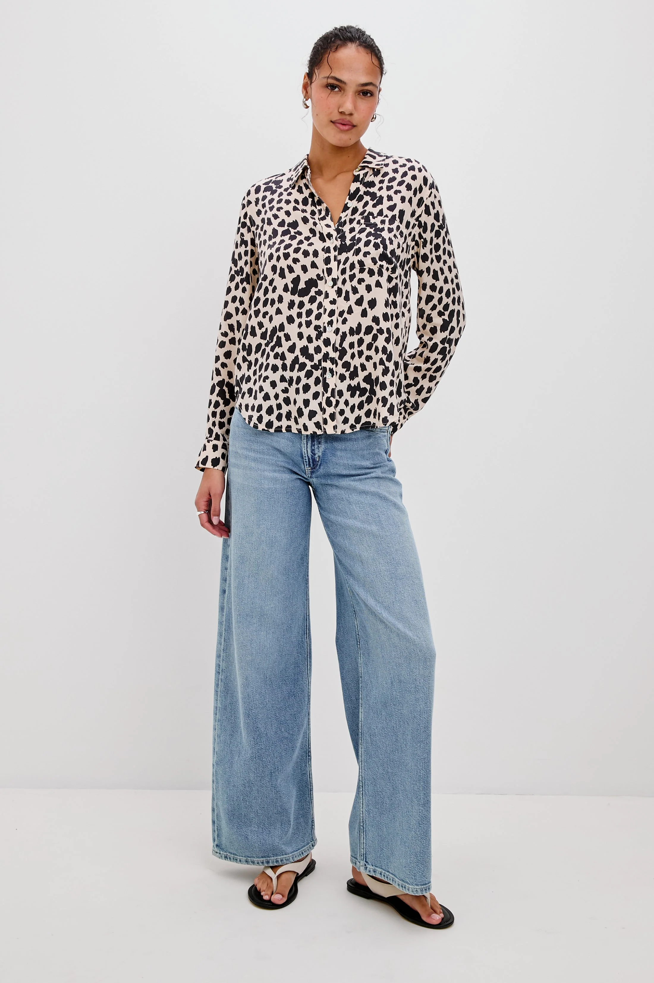 Josephine Shirt - Taupe Spotted