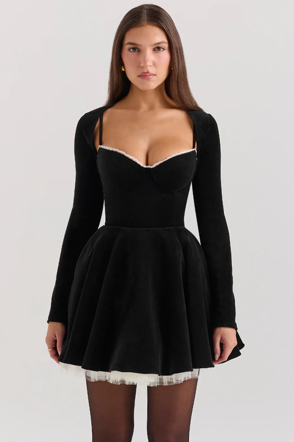 Black Stretch Velvet Cropped Bolero