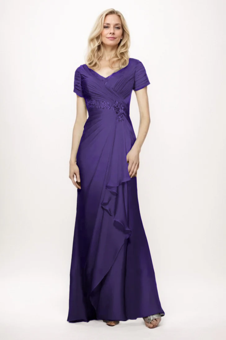 Sheath-Column Maxi Chiffon Mother Of The Bride Dress CM0277